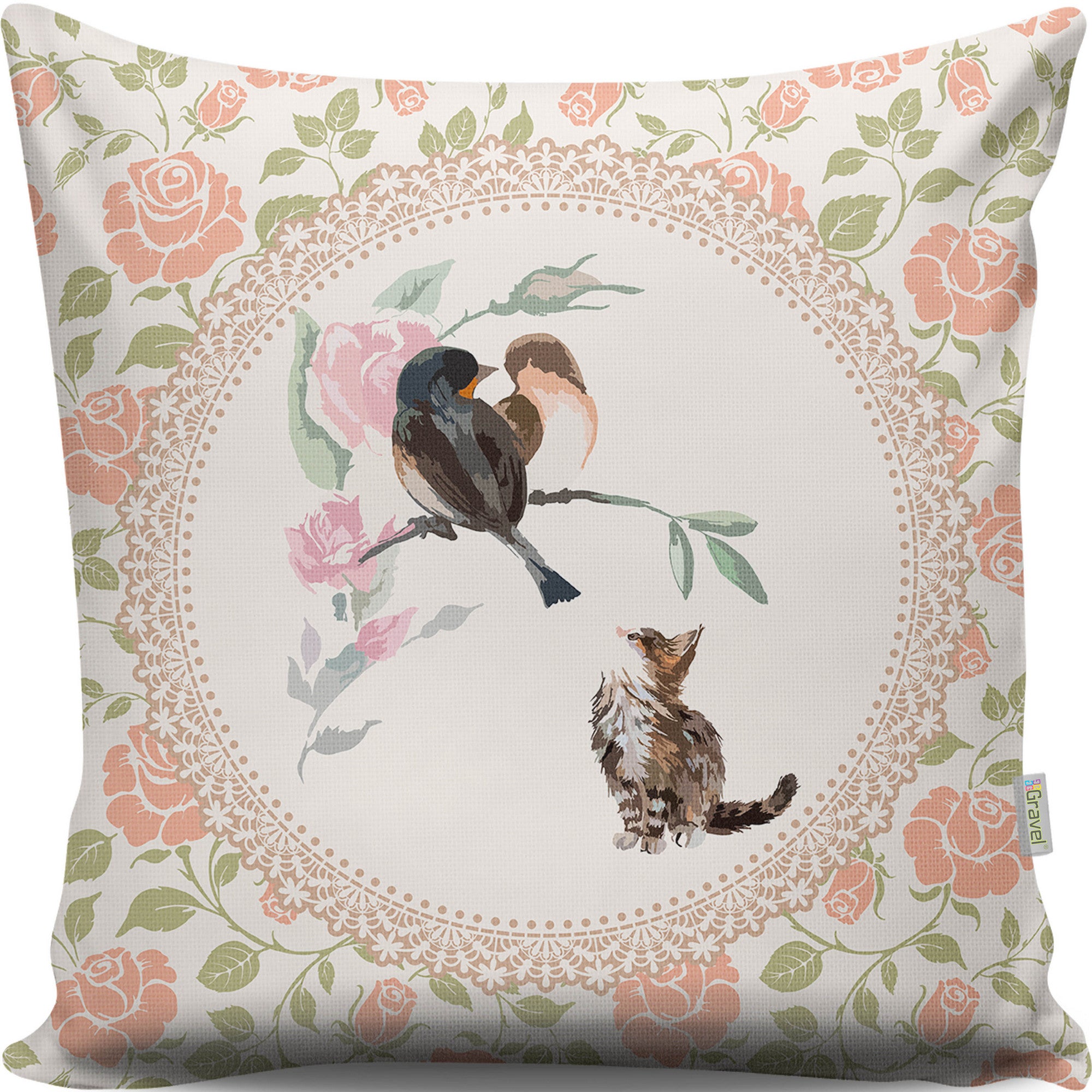 Almofada – 43 x 43 cm – Multicolorido – Algodão e Poliéster