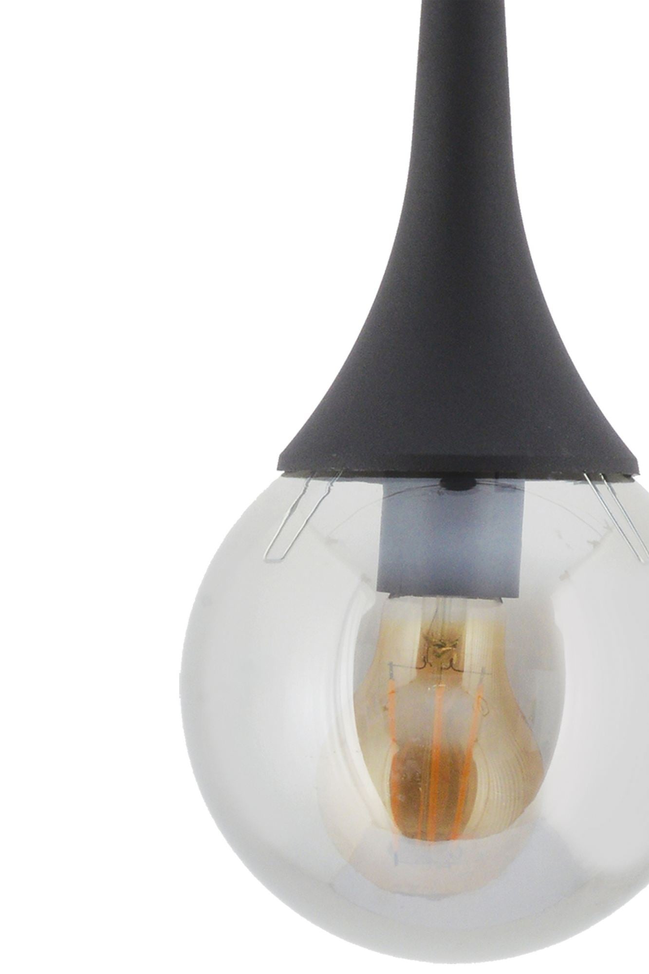 Candeeiro de Teto – 22-60 cm – Preto – Plástico e vidro