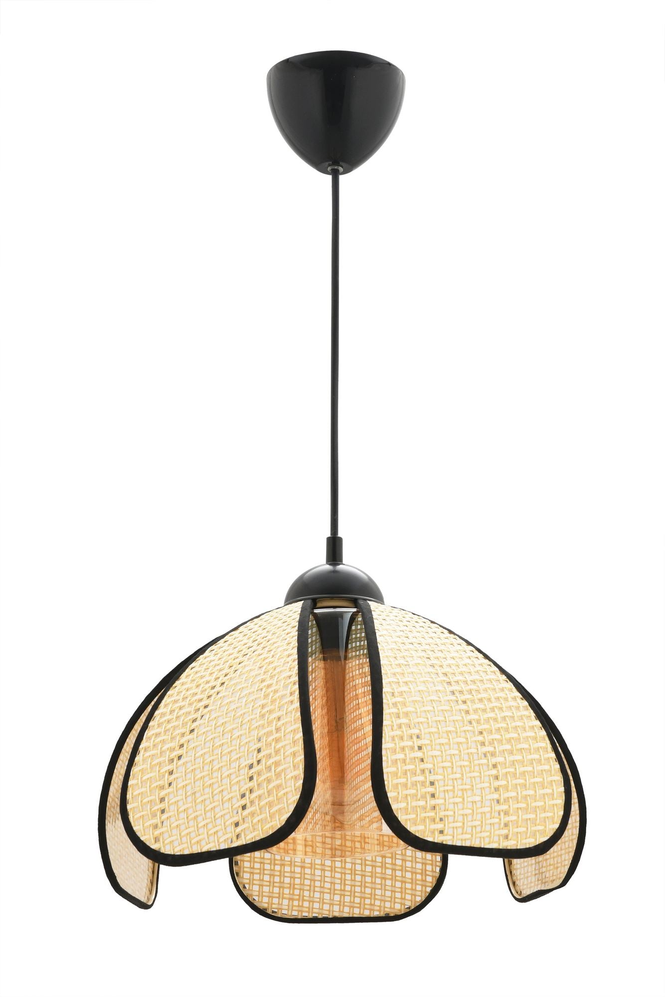 Candeeiro de Teto – altura ajustável de 27 a 60 cm – creme e preto – plástico