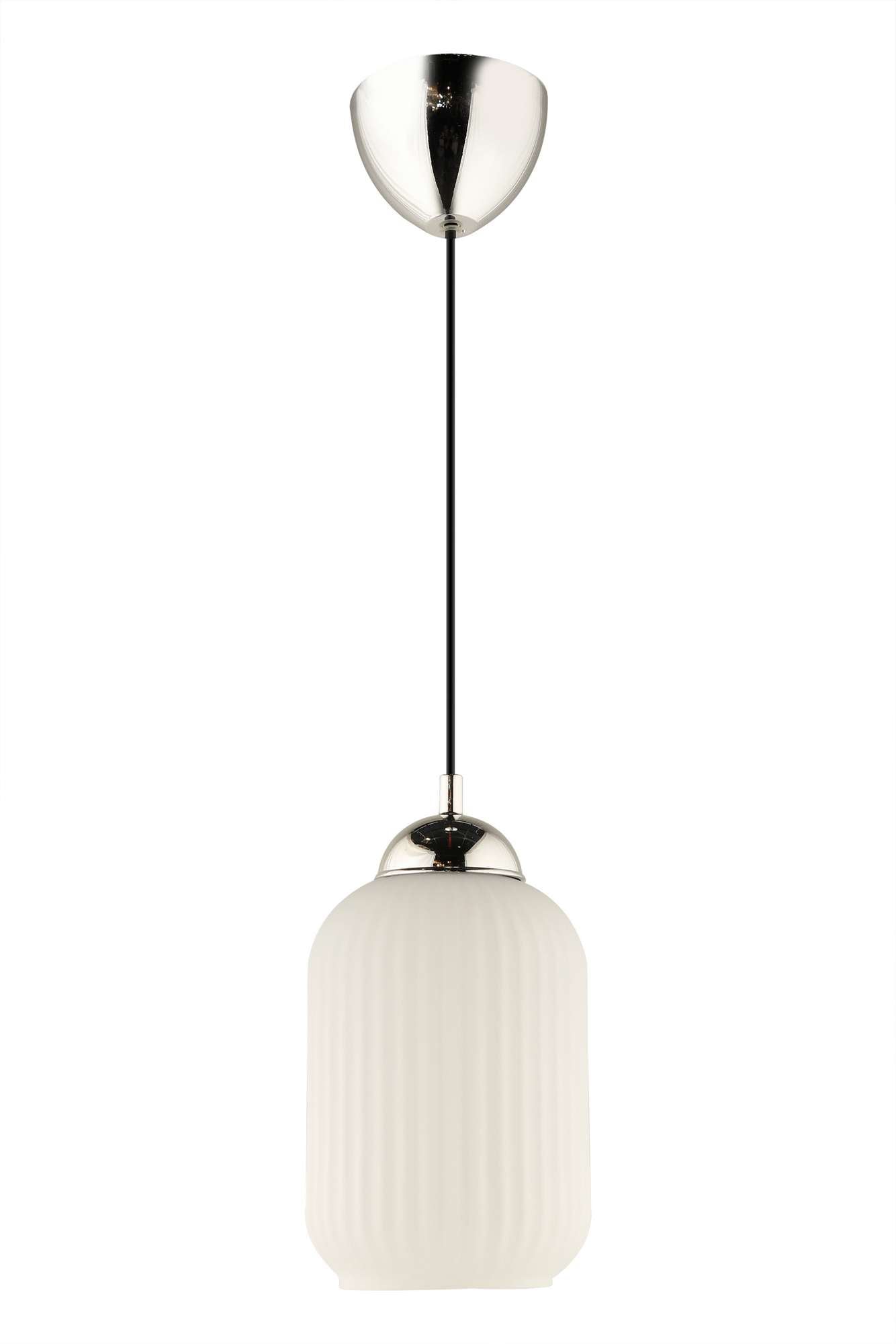 Candeeiro de Teto – 29-70 cm – Branco e Cromado – Plástico e Vidro