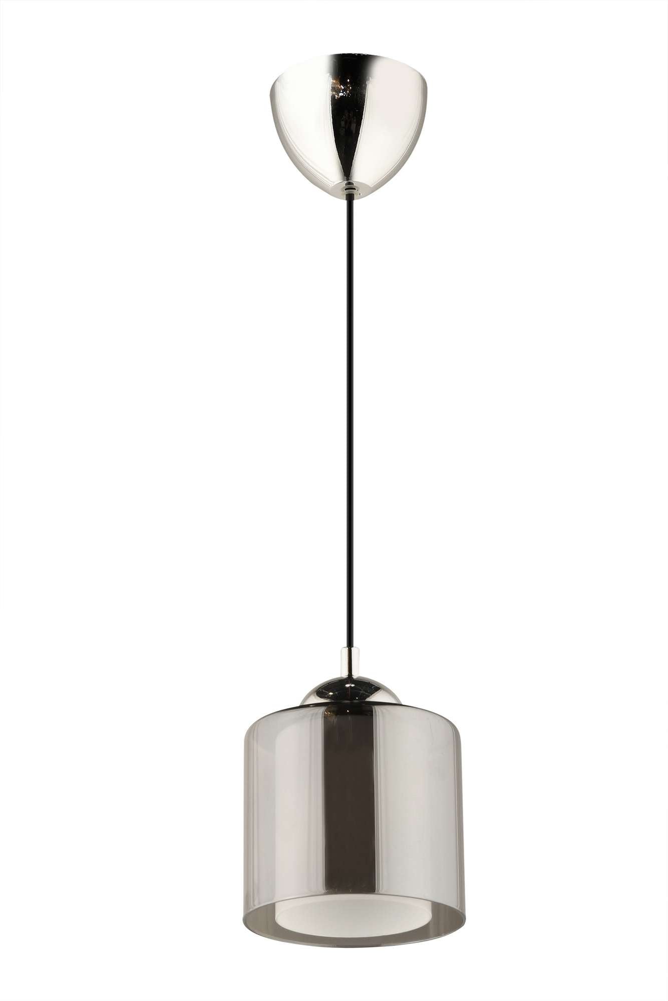 Candeeiro de Teto – 21-70 cm – Cinza e Cromo – Plástico e Vidro