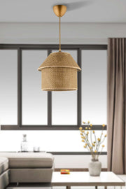 Candeeiro de Teto – Ø25 cm – Bege e Dourado – Plástico