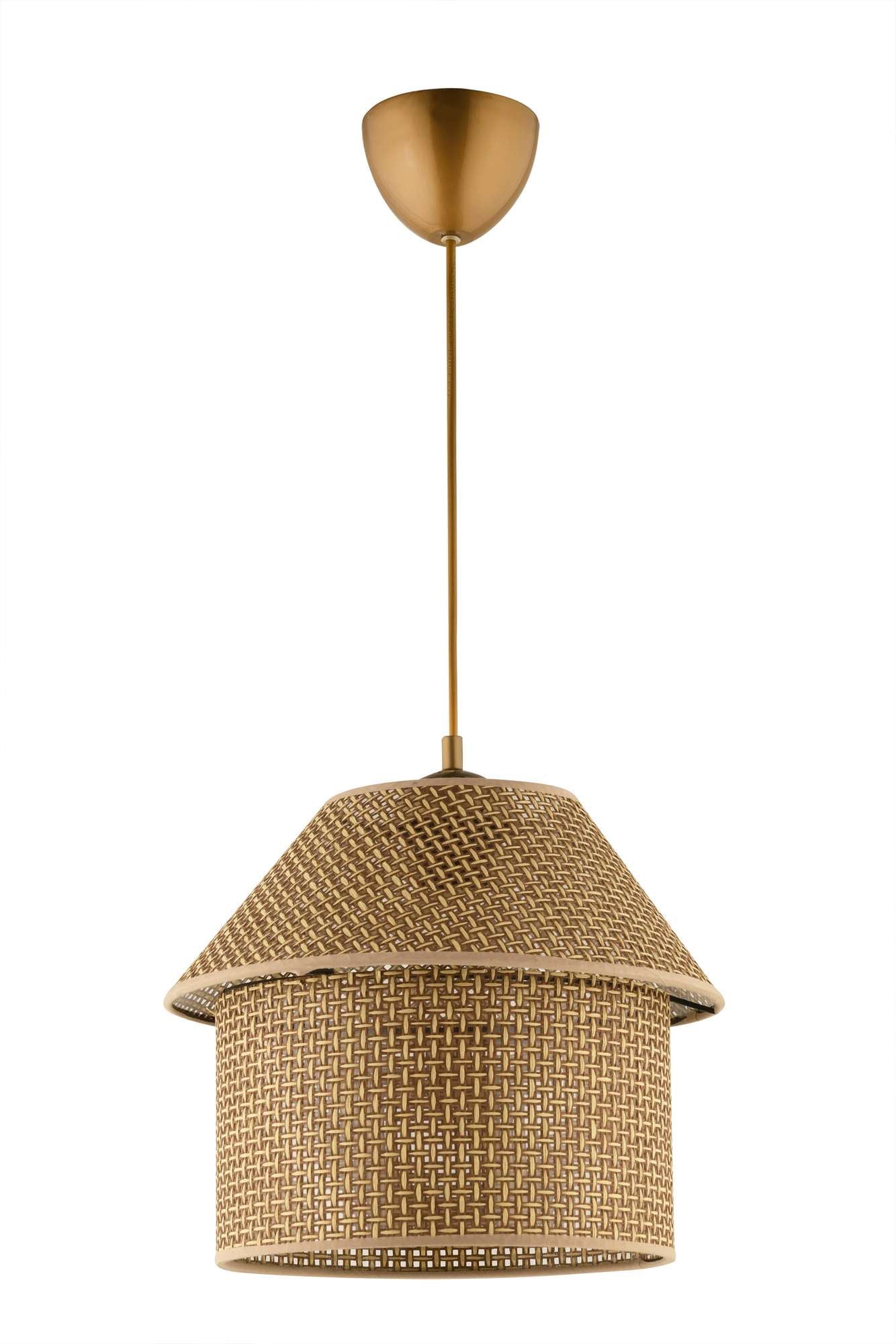 Candeeiro de Teto – Ø25 cm – Bege e Dourado – Plástico