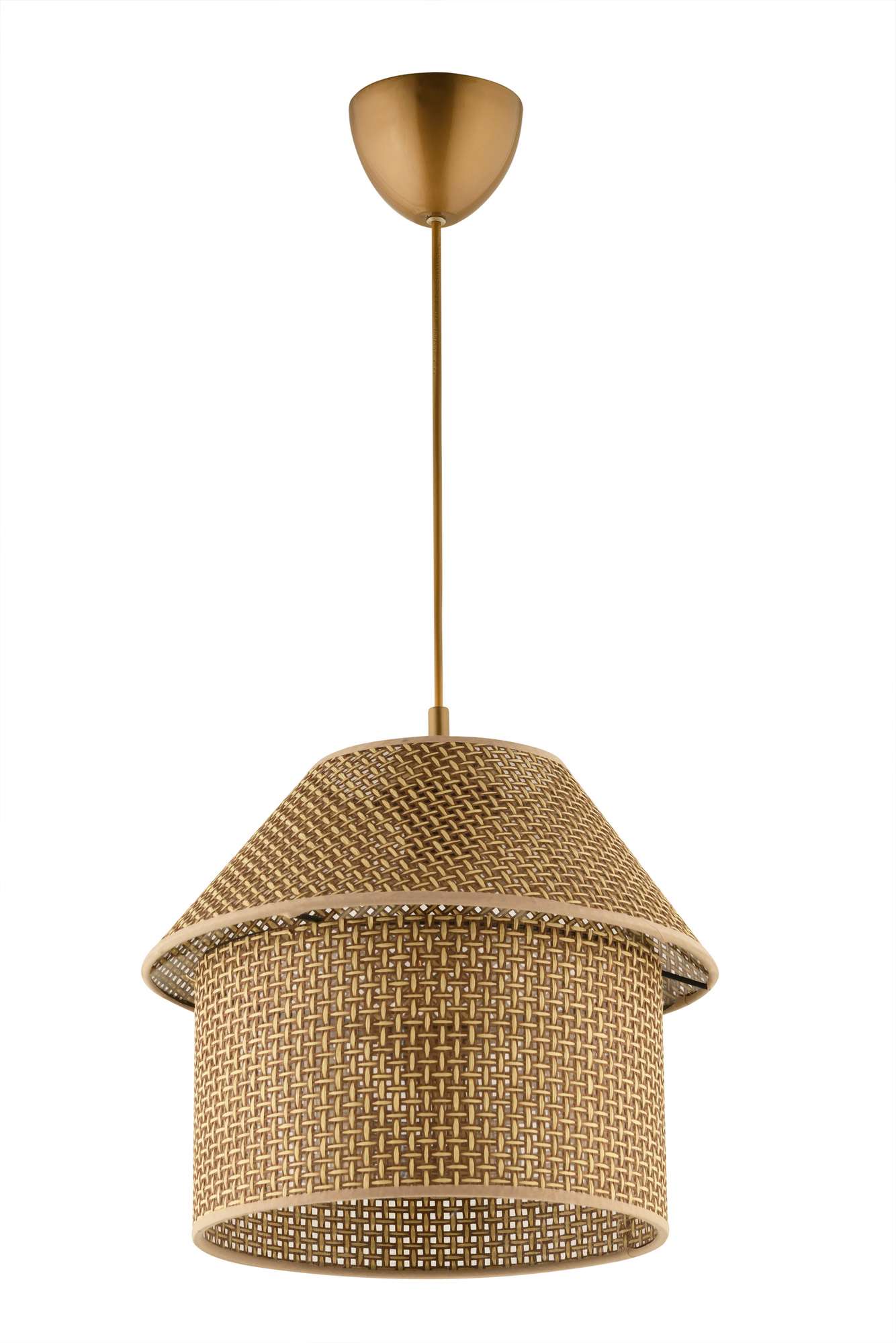 Candeeiro de Teto – Ø25 cm – Bege e Dourado – Plástico