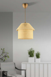 Candeeiro de Teto – Ø25 h:25 cm – Creme e Dourado – Plástico