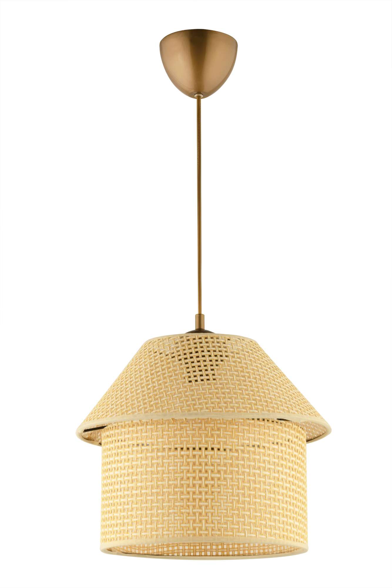 Candeeiro de Teto – Ø25 h:25 cm – Creme e Dourado – Plástico