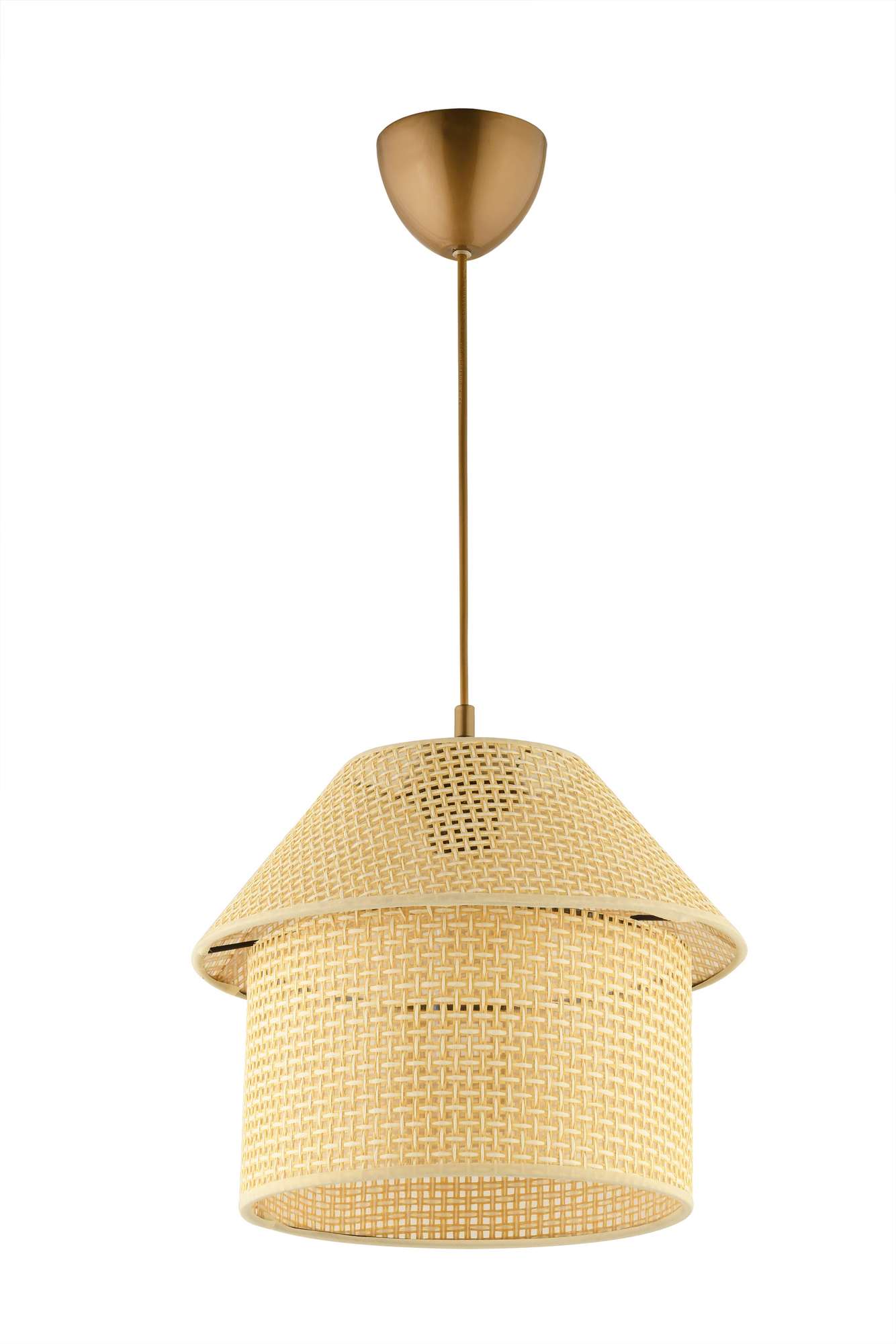 Candeeiro de Teto – Ø25 h:25 cm – Creme e Dourado – Plástico