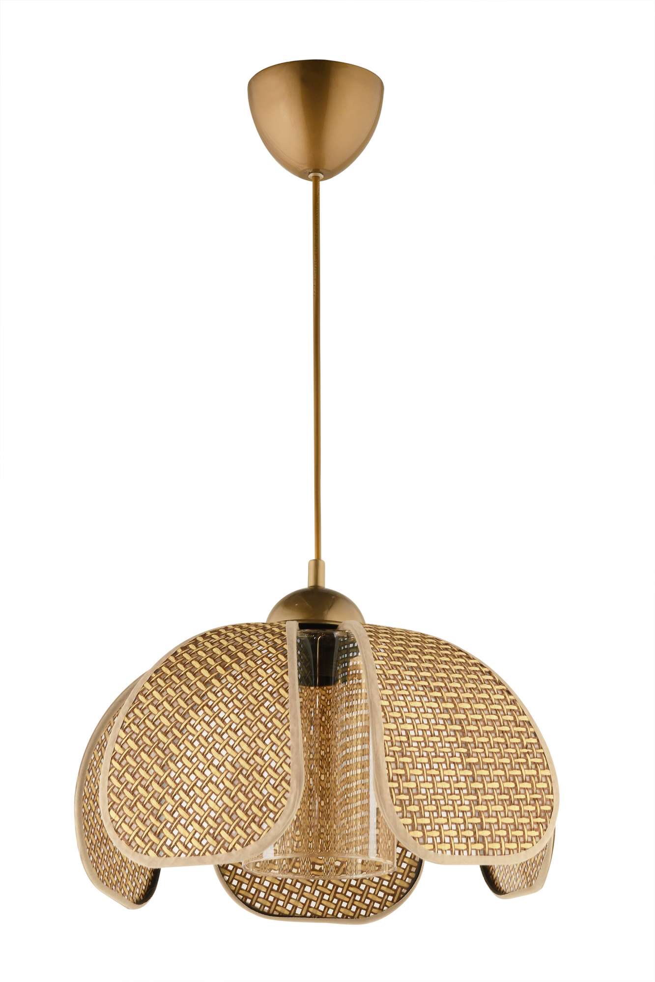 Candeeiro de Teto – Ø26 h:20 cm – Bege e Dourado – Plástico