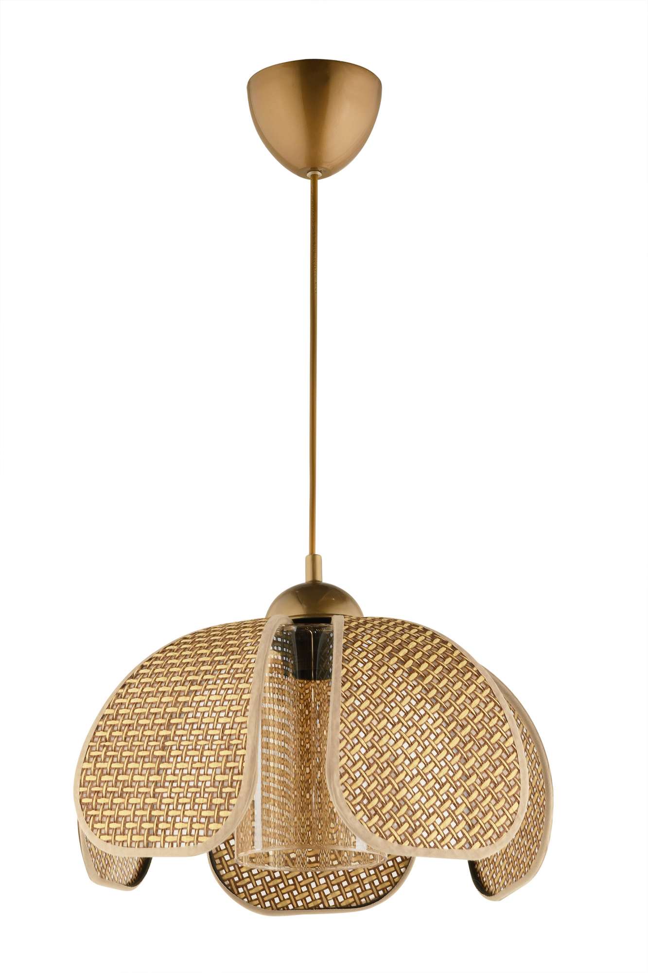 Candeeiro de Teto – Ø26 h:20 cm – Bege e Dourado – Plástico