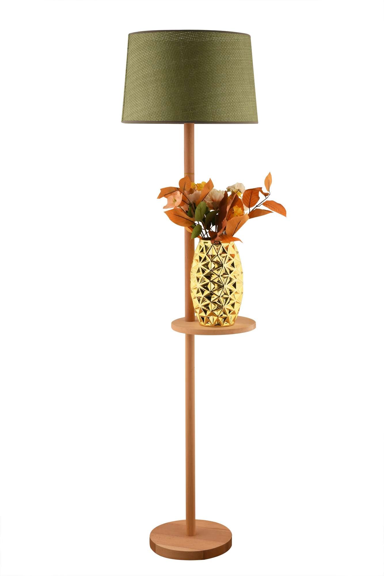 Candeeiro de Pé – 150 cm – Verde e Carvalho – Madeira