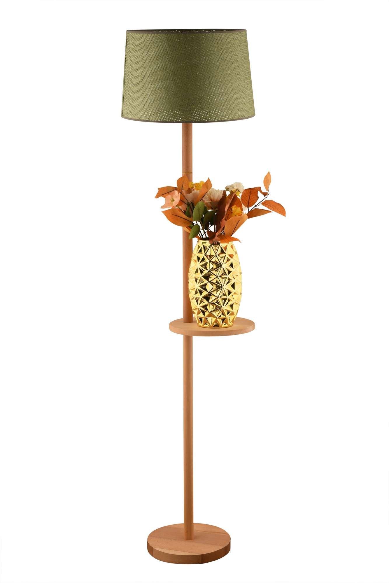 Candeeiro de Pé – 150 cm – Verde e Carvalho – Madeira