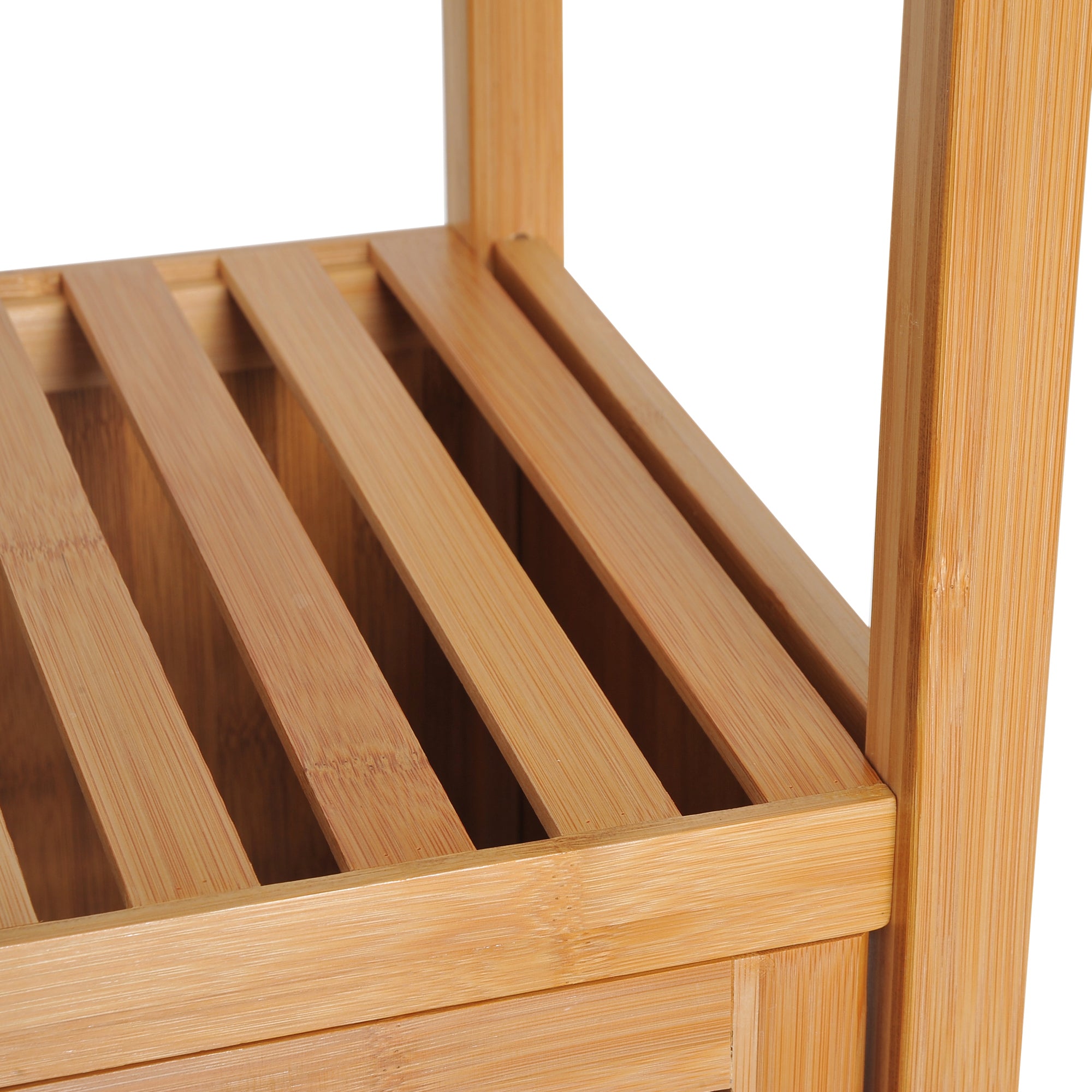 Estante de Bambu para Banheiro 4 Níveis 1 Porta 36x33x140cm - Bambu Natural