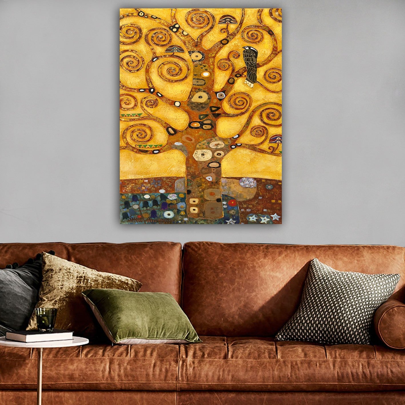 Impressionante pintura decorativa em tela de Gustav Klimt, 70 x 100 cm | 100% tela, 100% moldura de madeira (3 cm de espessura) | Perfeito para amantes de decoração e arte