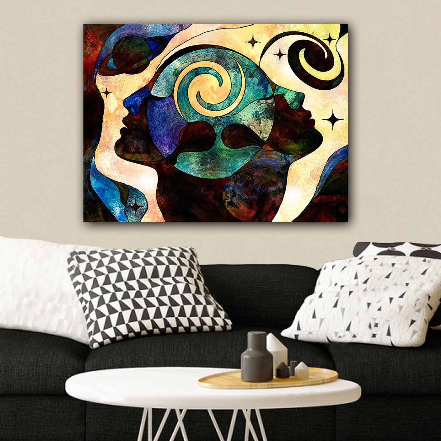 Impressionante pintura decorativa em tela, 70 x 100 cm | 100% tela, 100% moldura de madeira (3 cm de espessura) | Perfeito para amantes de decoração e arte