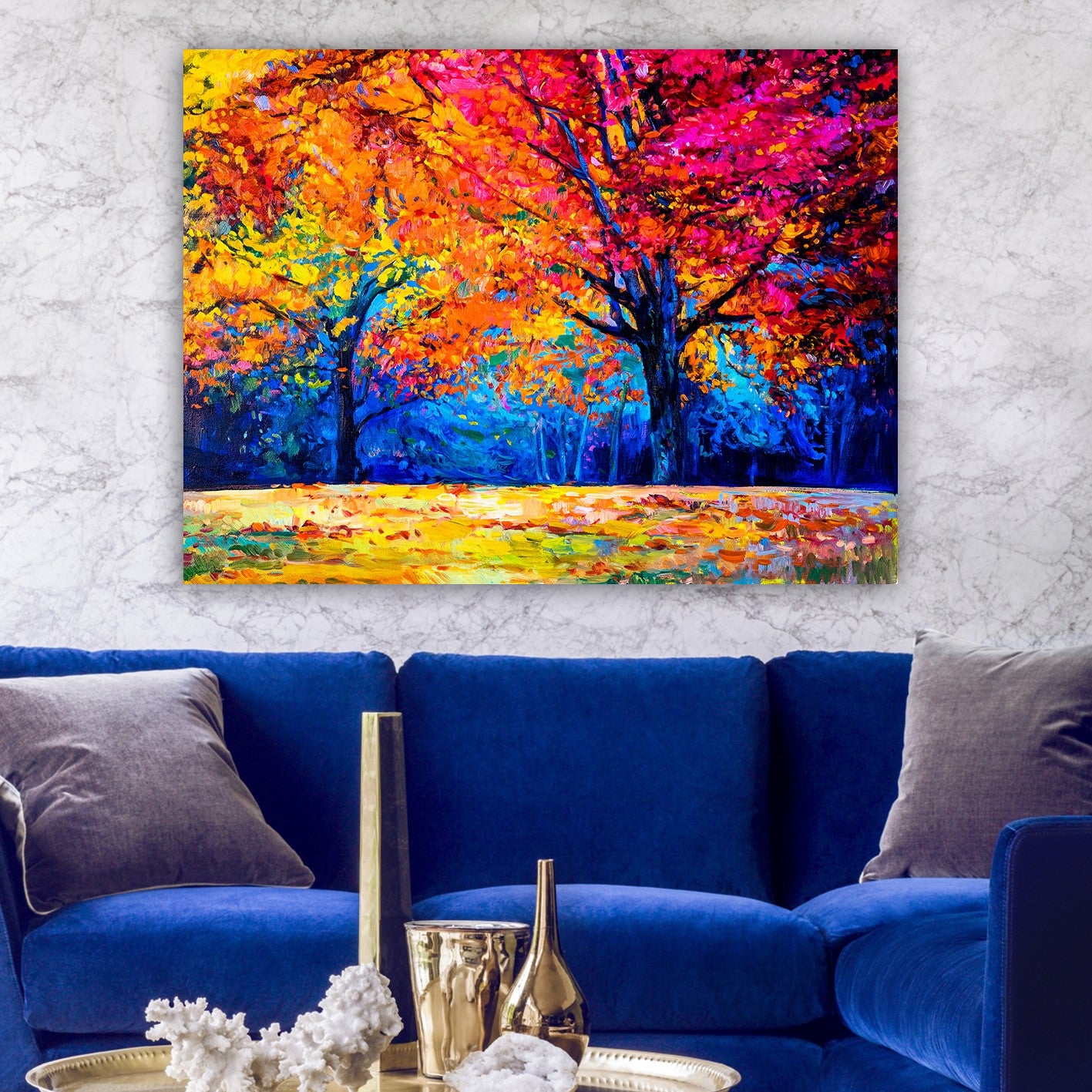 Impressionante pintura decorativa em tela, 70 x 100 cm | 100% tela, 100% moldura de madeira (3 cm de espessura) | Perfeito para amantes de decoração e arte