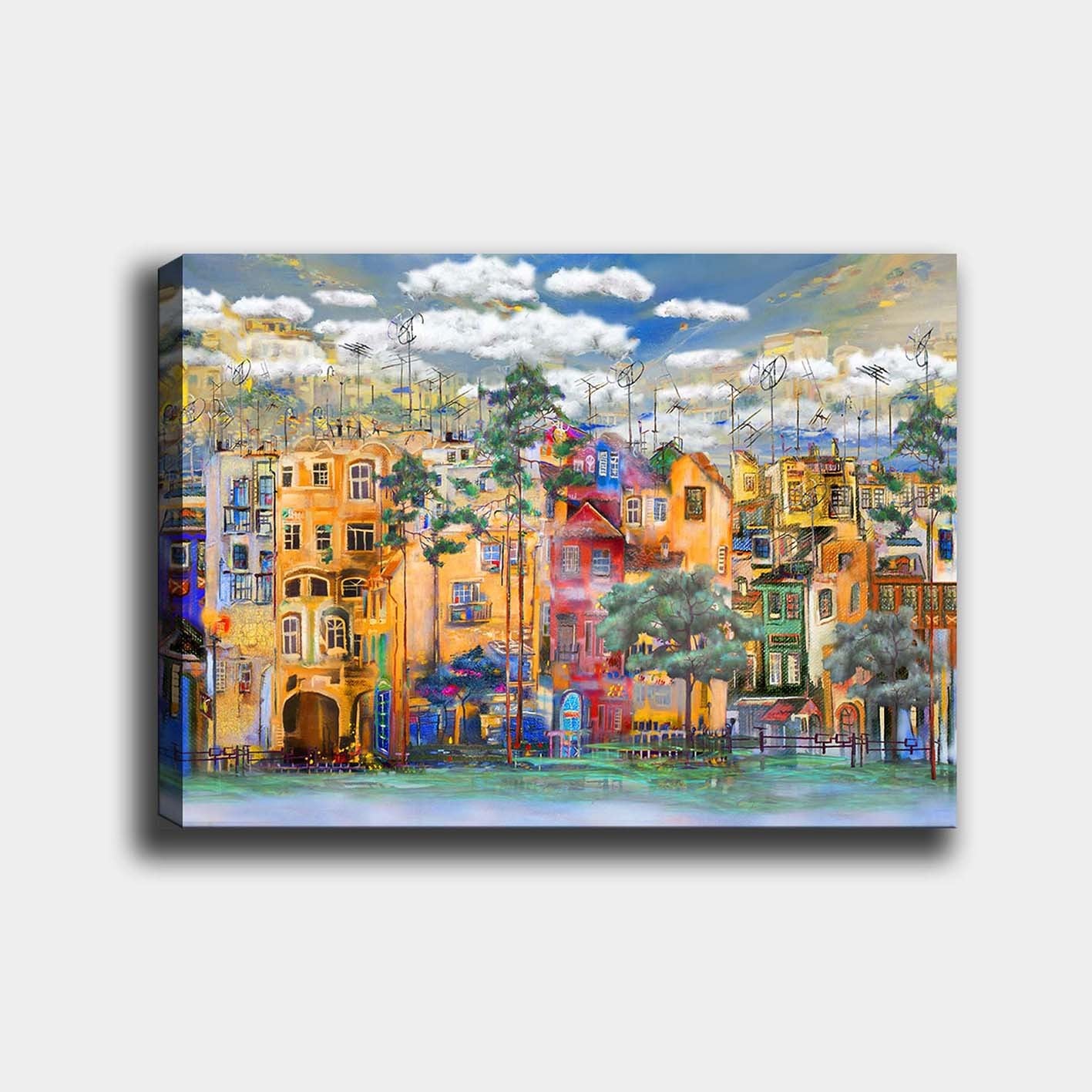 Impressionante pintura decorativa em tela, 70 x 100 cm | 100% tela, 100% moldura de madeira (3 cm de espessura) | Perfeito para amantes de decoração e arte