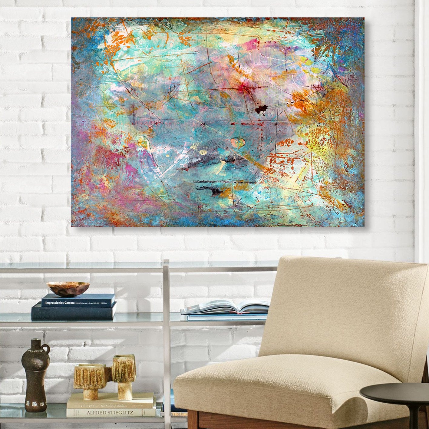 Impressionante pintura decorativa em tela, 70 x 100 cm | 100% tela, 100% moldura de madeira (3 cm de espessura) | Perfeito para amantes de decoração e arte