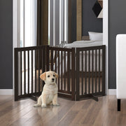 Barreira para Cães de Madeira Dobrável 3 Painéis 155x35,5x76 cm Marrom Escuro