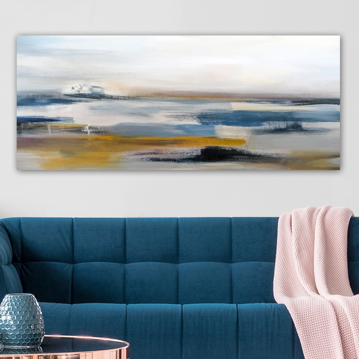 Impressionante pintura decorativa em tela, 50 x 120 cm | 100% tela, moldura de madeira com 3 cm de espessura | Perfeito para amantes de decoração e arte, obra de arte anônima exclusiva