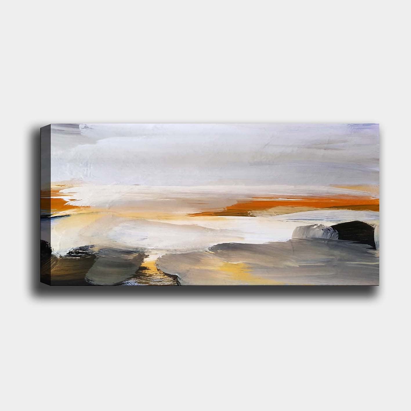 Impressionante pintura decorativa em tela, 50 x 120 cm | 100% tela, moldura de madeira com 3 cm de espessura | Perfeito para amantes de decoração e arte, obra de arte anônima exclusiva