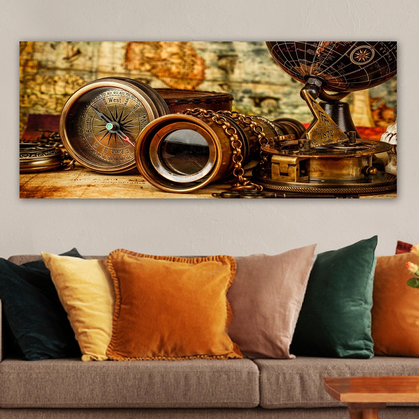 Quadro em Tela Decorativo Multicolor com Moldura de Madeira (3 cm) – 50 x 120 cm
