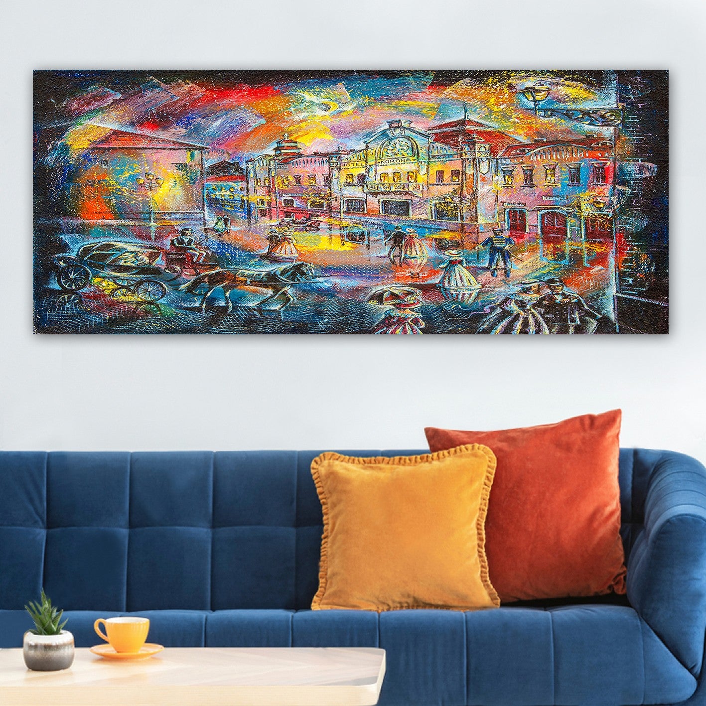 Quadro em Tela Decorativa Multicolor 50 x 120 cm com Moldura de Madeira (3 cm) – 100% Canvas – YTY2206521390_50120