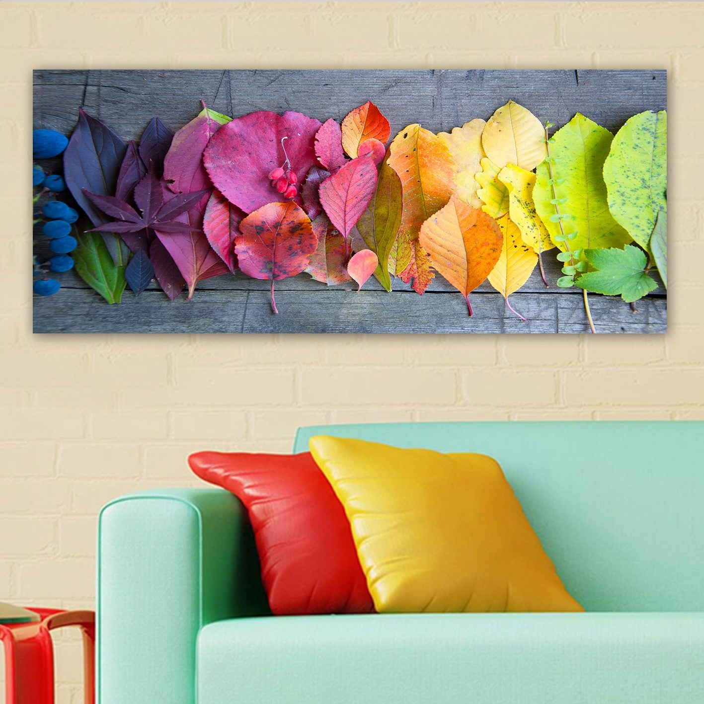 Tela Decorativa em Canvas Multicolor 50 x 120 cm com Moldura de Madeira (3 cm)