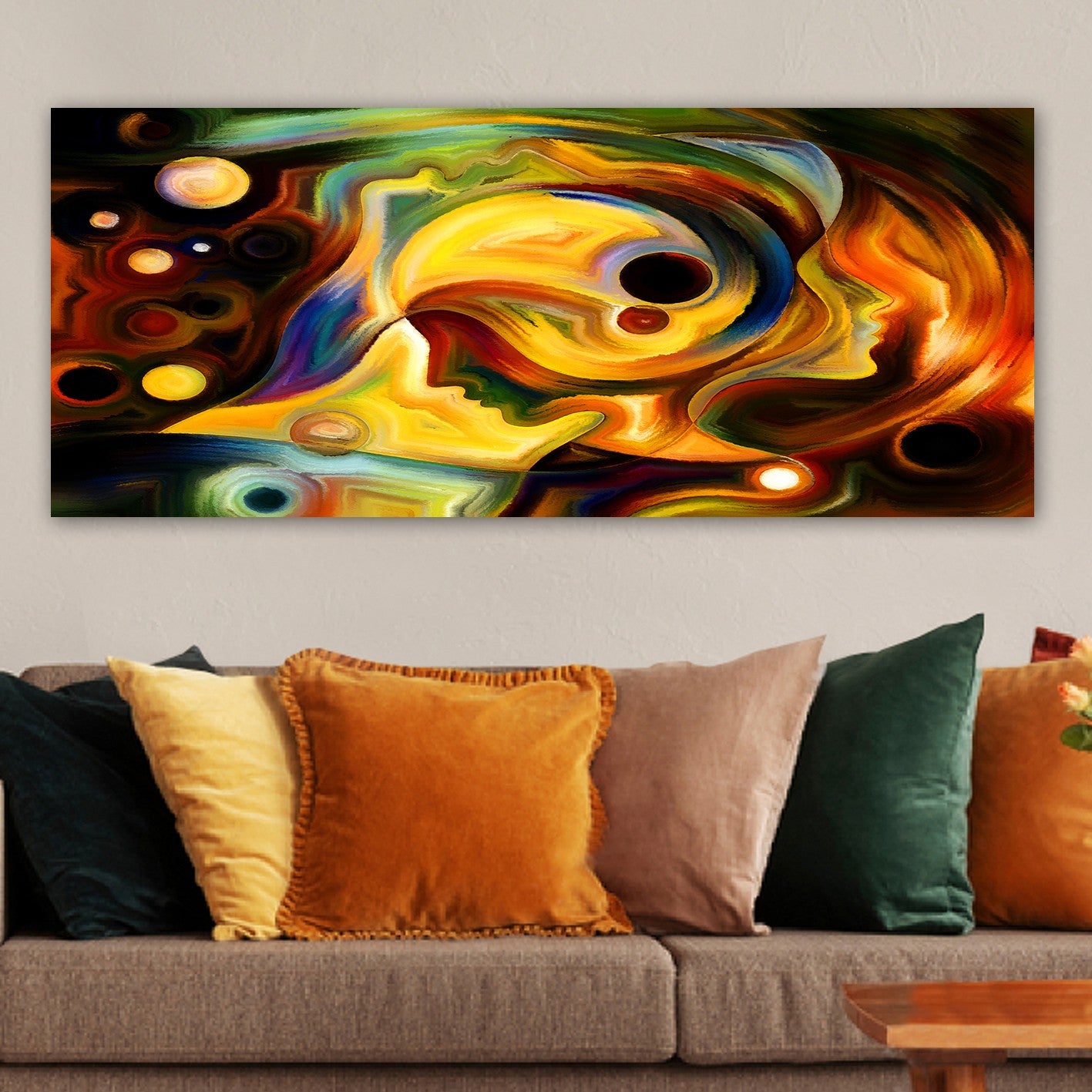 Tela Decorativa Multicolor 50x120 cm com Moldura 100% Madeira (3 cm) – 100% Canvas