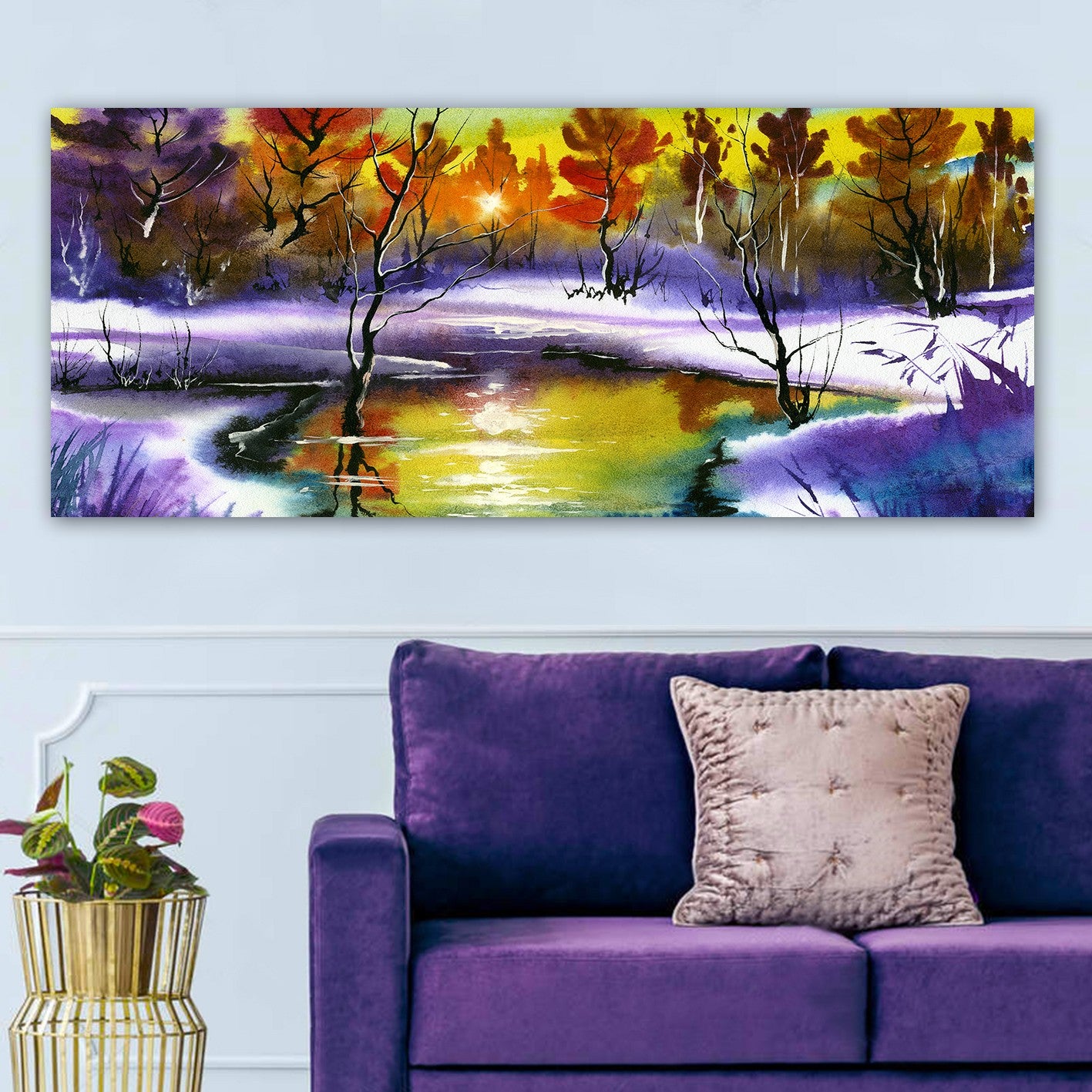 Quadro em Tela Decorativo Multicolor 50x120 cm – Canvas 100% com Moldura de Madeira 3 cm