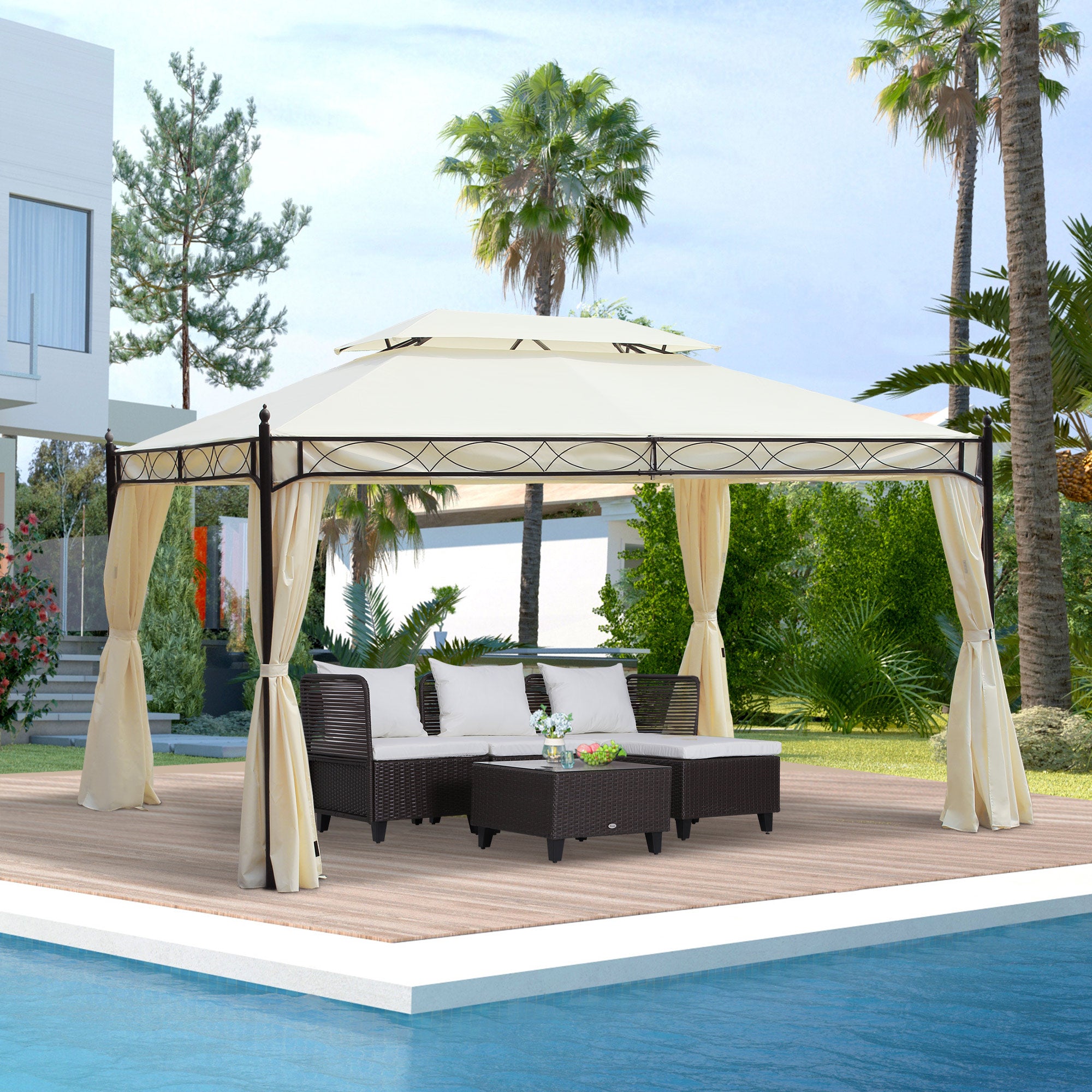 Pérgola de Jardim 300x400x280 cm Cor Creme Branco