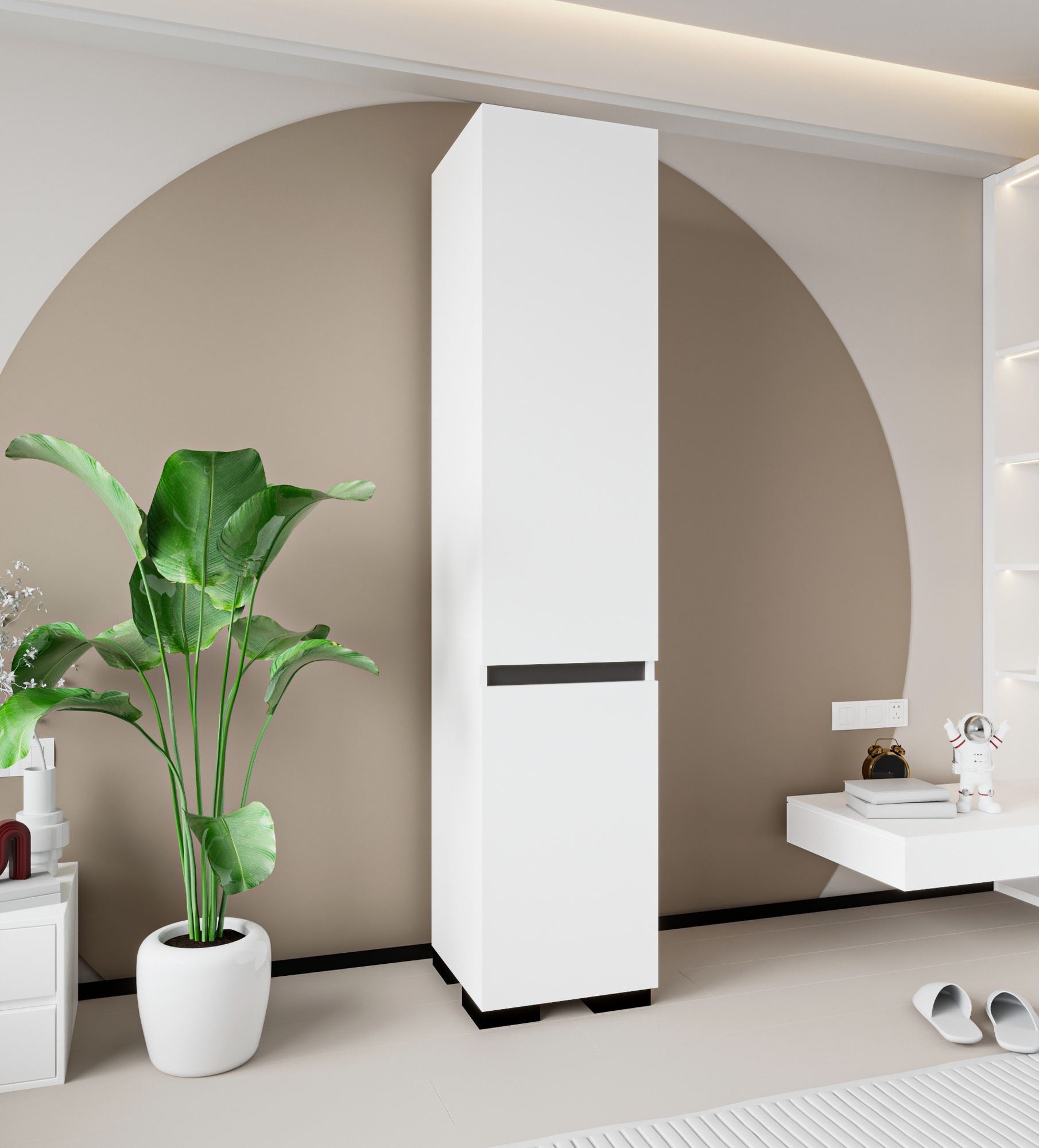 Guarda-roupa – 45 cm x 210 cm x 52 cm – Branco e Antracite – Aglomerado