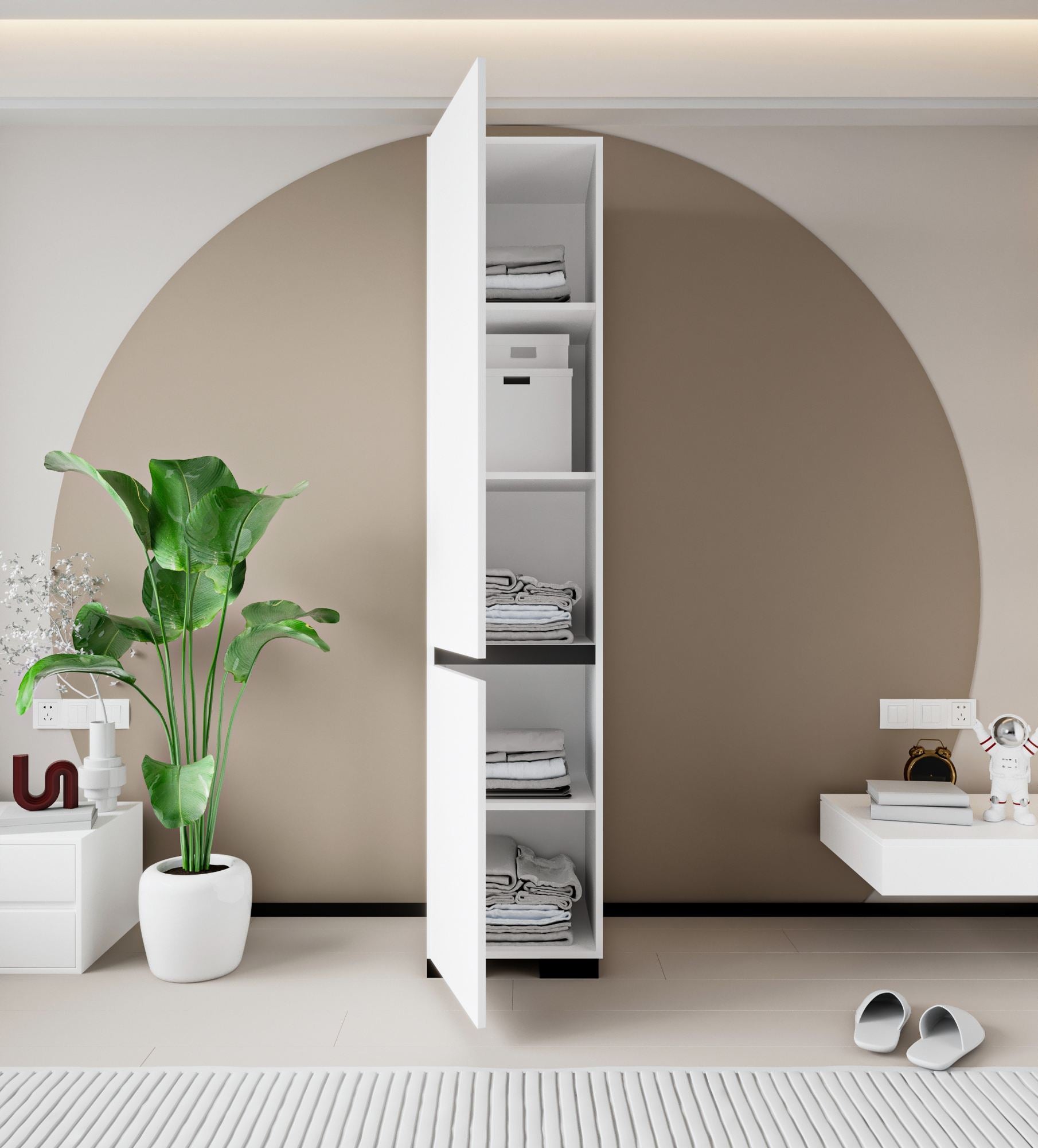 Guarda-roupa – 45 cm x 210 cm x 52 cm – Branco e Antracite – Aglomerado