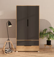 Guarda-Roupa – 90 cm x 183 cm x 45 cm – Carvalho Safira e Antracite – Aglomerado