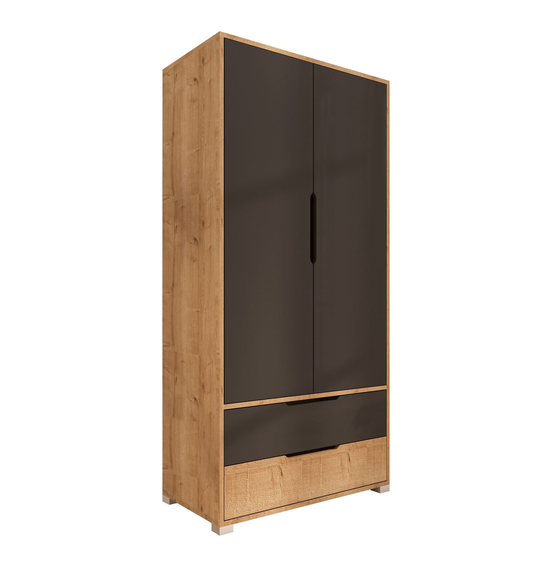 Guarda-Roupa – 90 cm x 183 cm x 45 cm – Carvalho Safira e Antracite – Aglomerado