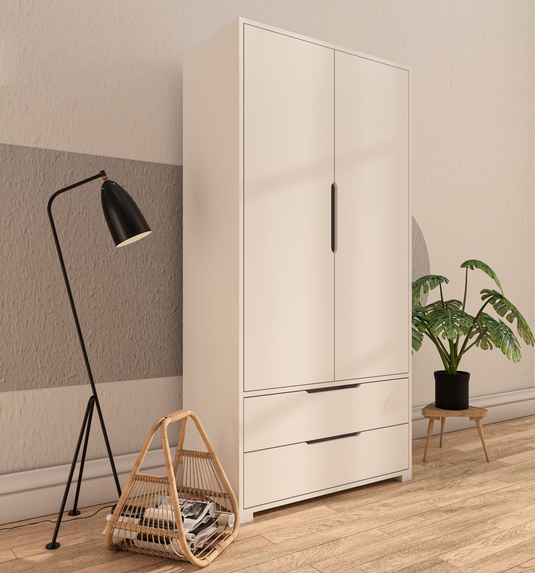 Guarda-roupa – 90 cm x 183 cm x 45 cm – Branco – Aglomerado revestido de melamina