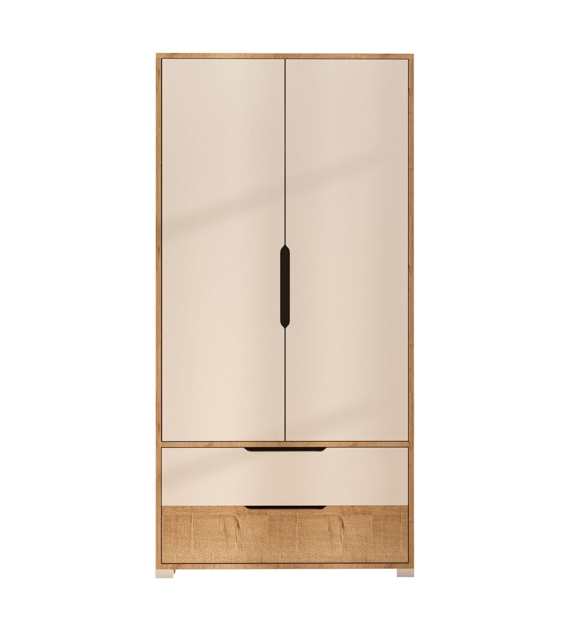 Guarda-roupa em Carvalho Safira e Branco – 90 cm largura – 183 cm altura – 45 cm profundidade – 100% chapas de partículas revestidas de melamina