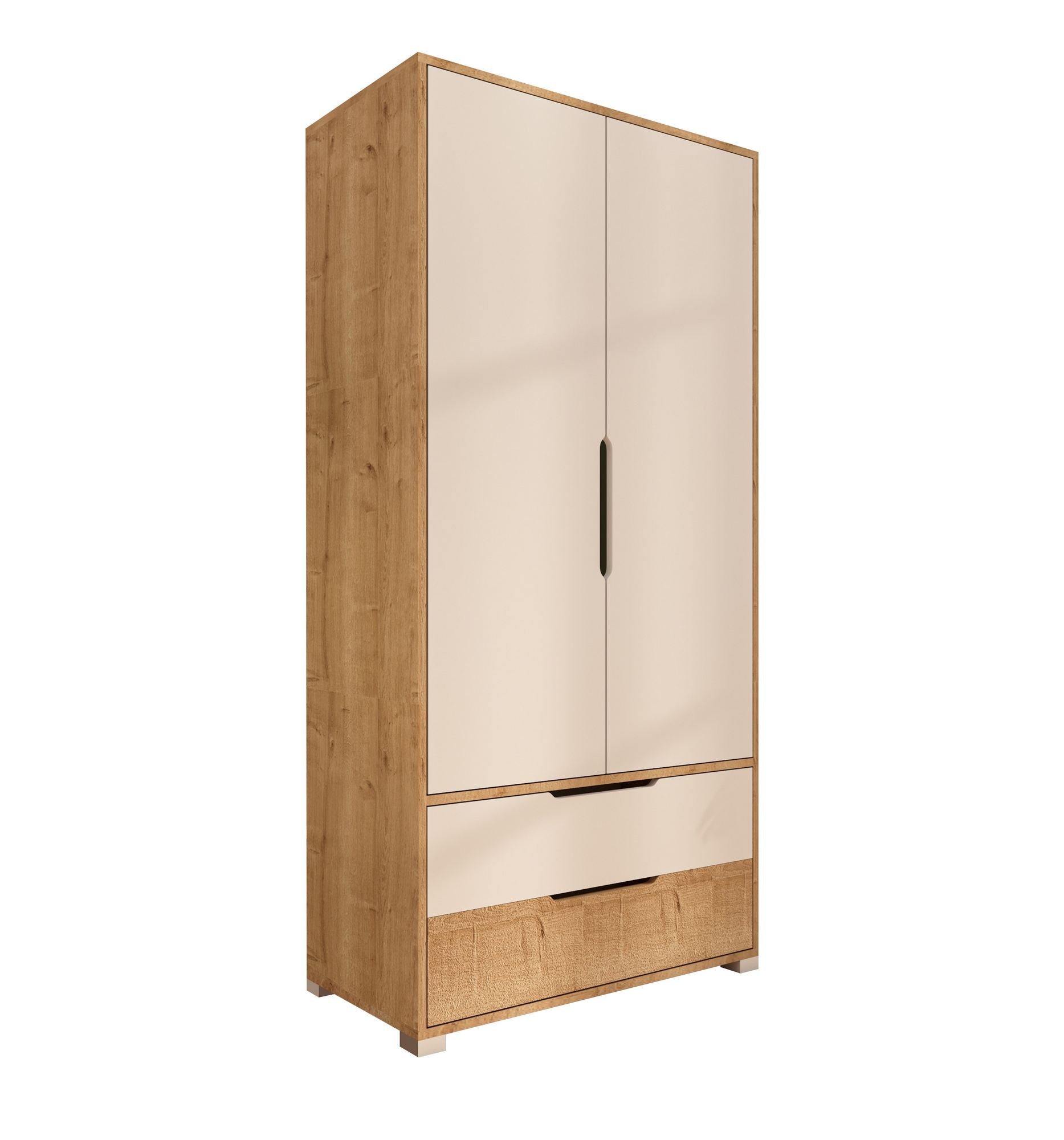 Guarda-roupa em Carvalho Safira e Branco – 90 cm largura – 183 cm altura – 45 cm profundidade – 100% chapas de partículas revestidas de melamina