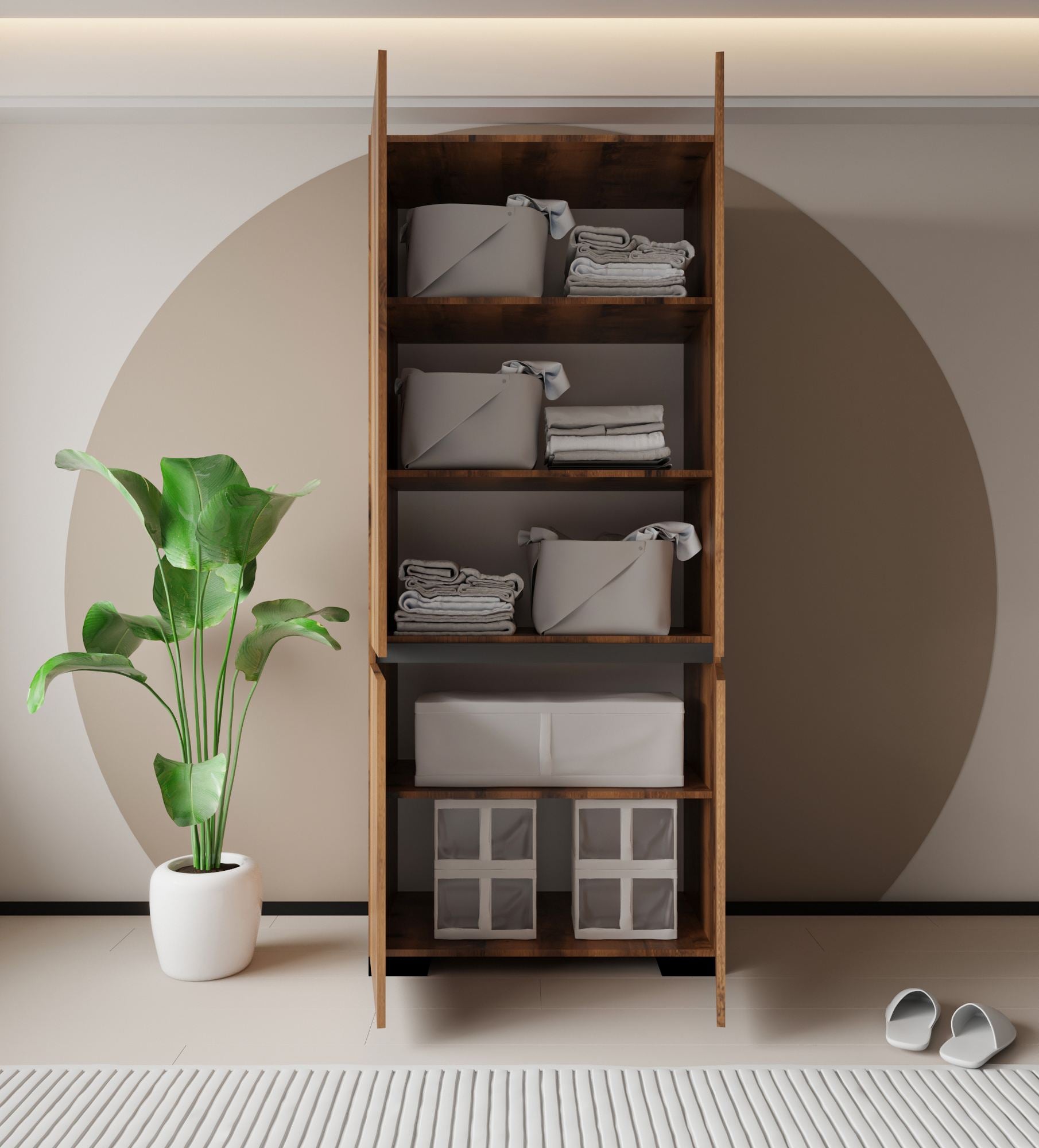 Guarda-roupa – 90 cm x 210 cm x 45 cm – Nogueira e Antracite – Aglomerado