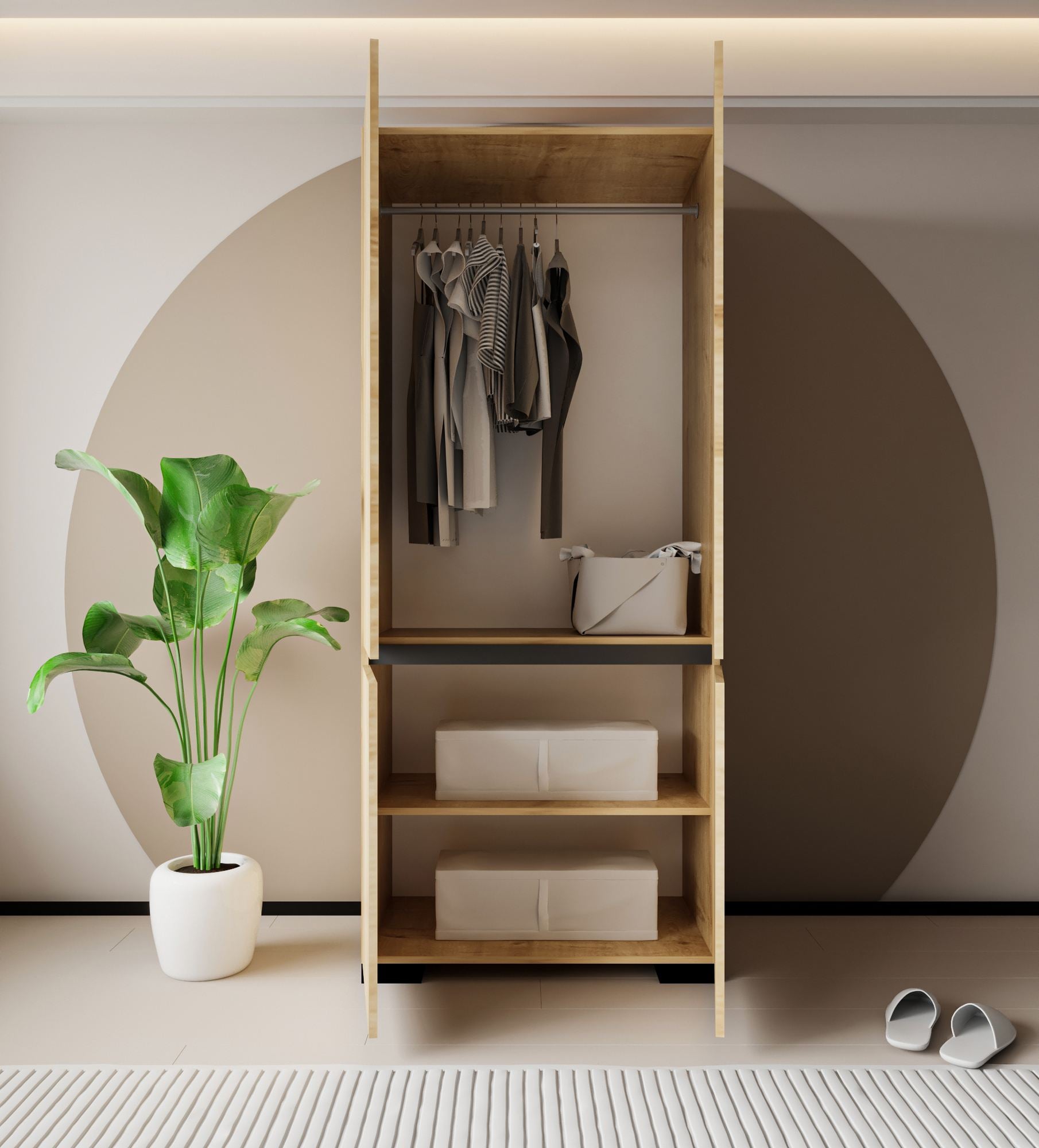 Guarda-roupa – 90 cm x 210 cm x 52 cm – Carvalho Safira e Antracite – Aglomerado com melamina