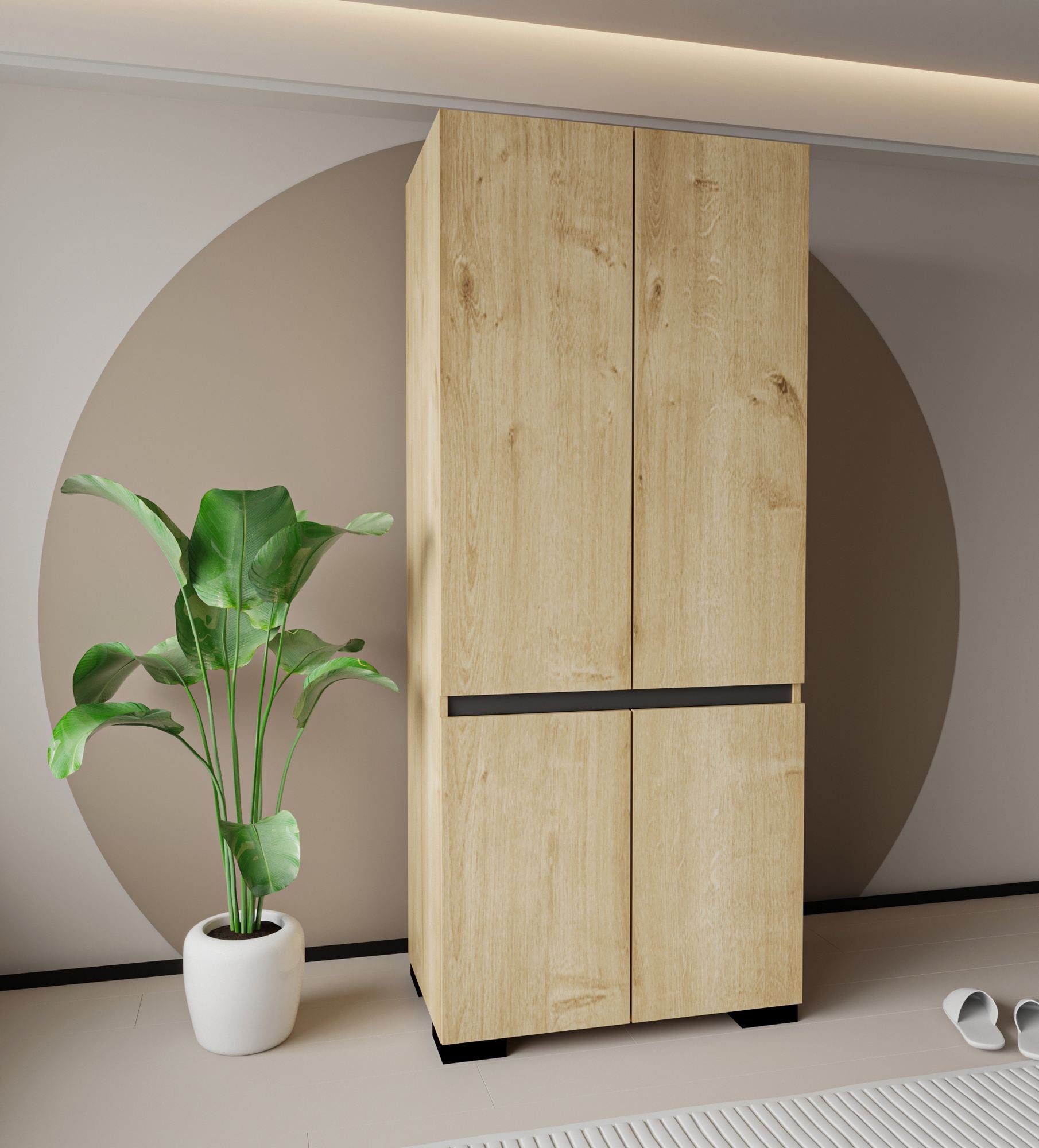 Guarda-roupa – 90 cm x 210 cm x 52 cm – Carvalho Safira e Antracite – Aglomerado com melamina
