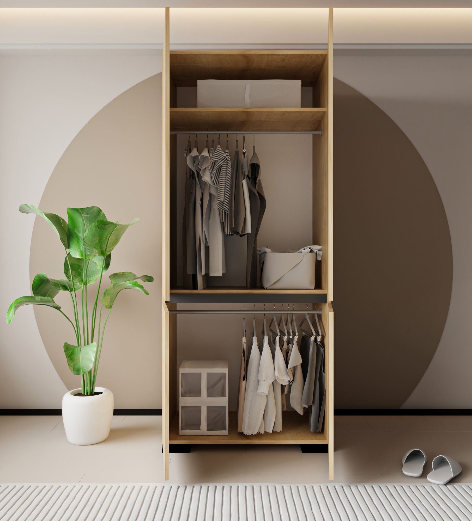 Guarda-roupa – 90 cm x 210 cm x 52 cm – Carvalho Safira e Antracite – Aglomerado com melamina