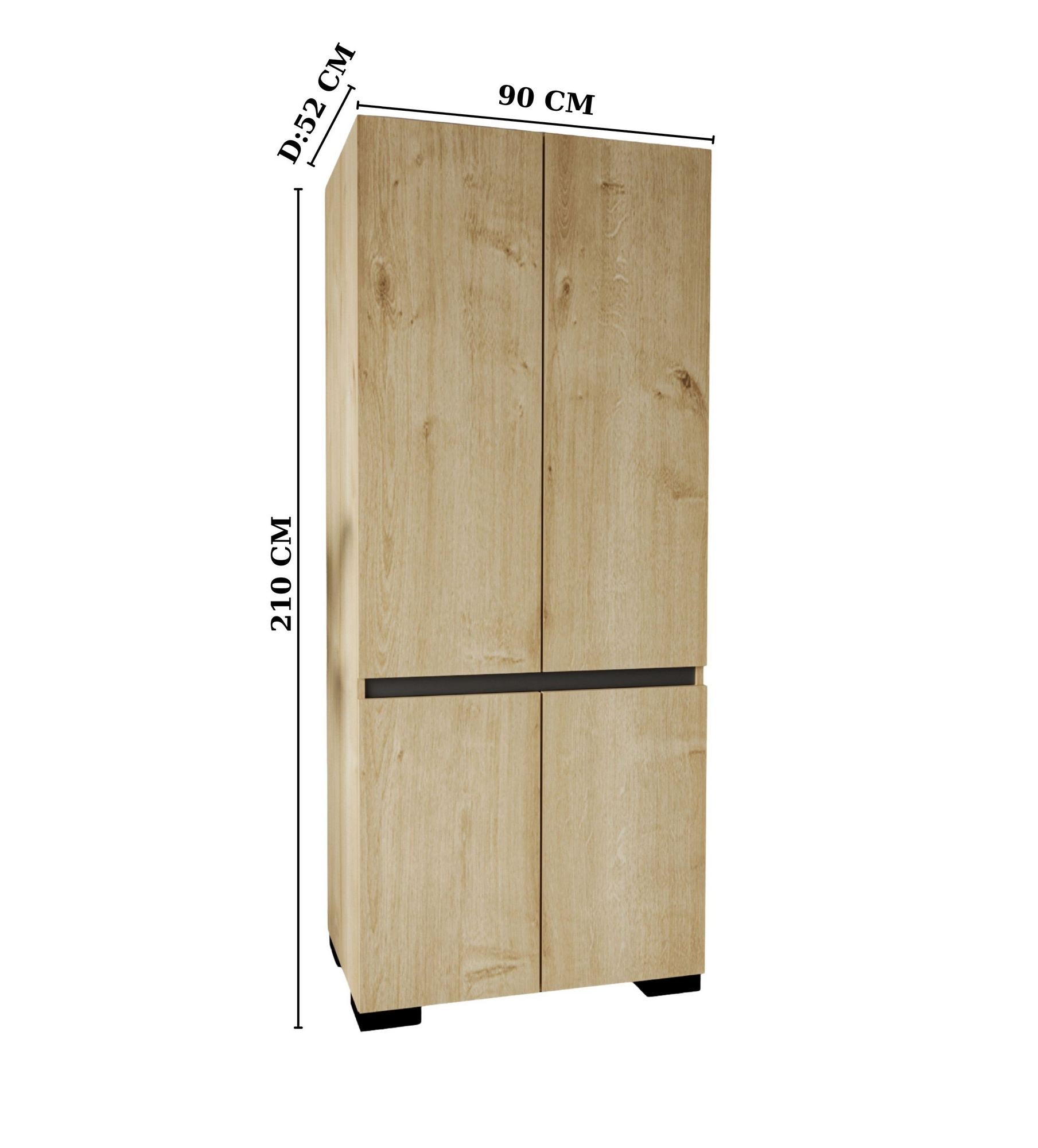 Guarda-roupa 90cm – Carvalho Safira e Antracite – Aglomerado