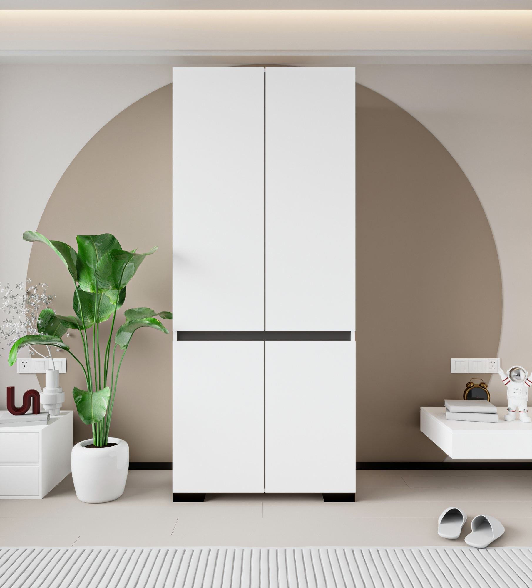 Guarda-roupa – 90 cm x 210 cm x 52 cm – Branco e Antracite – Aglomerado revestido com melamina