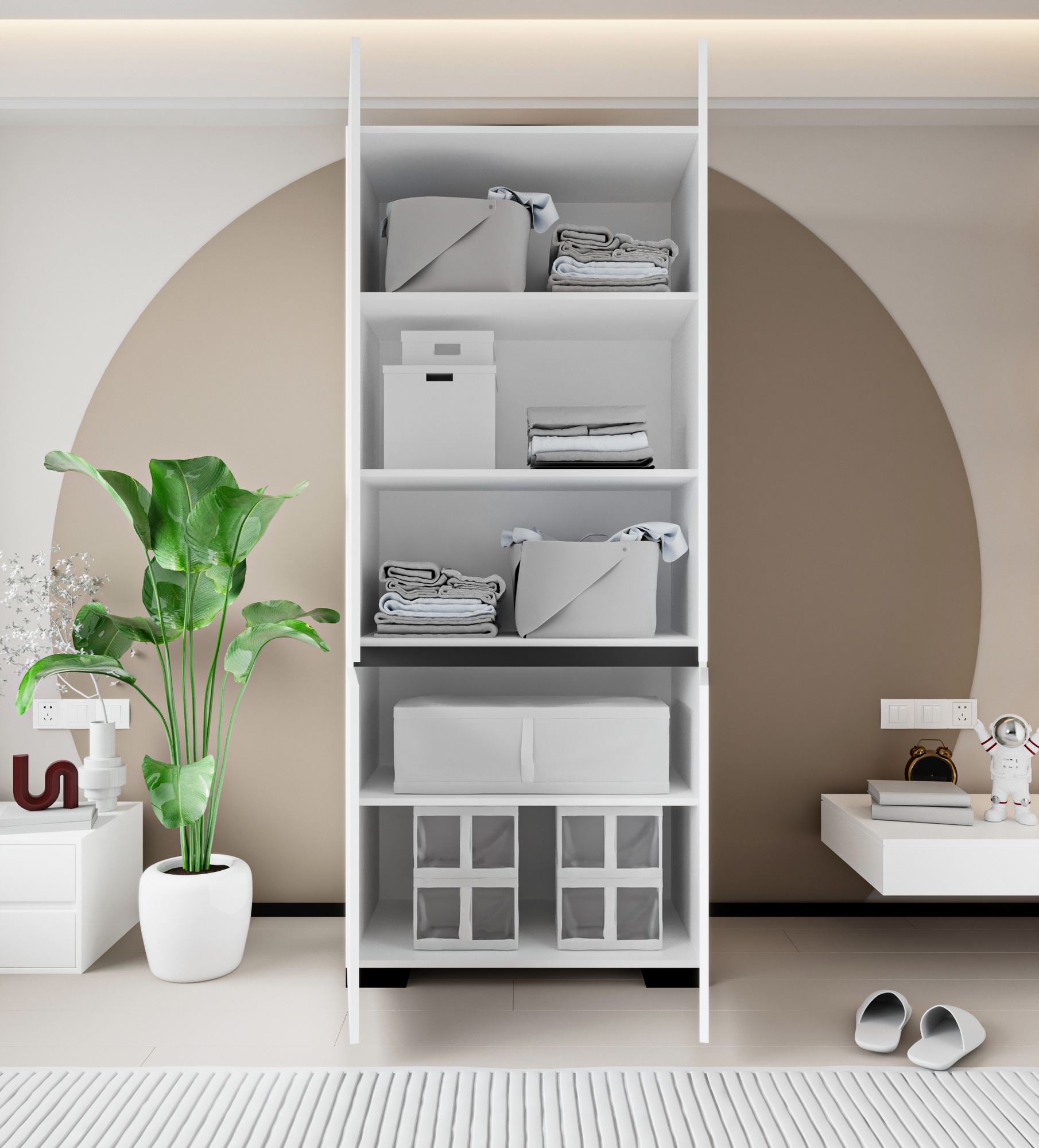 Guarda-roupa – 90 cm x 210 cm x 52 cm – Branco e Antracite – Aglomerado revestido com melamina