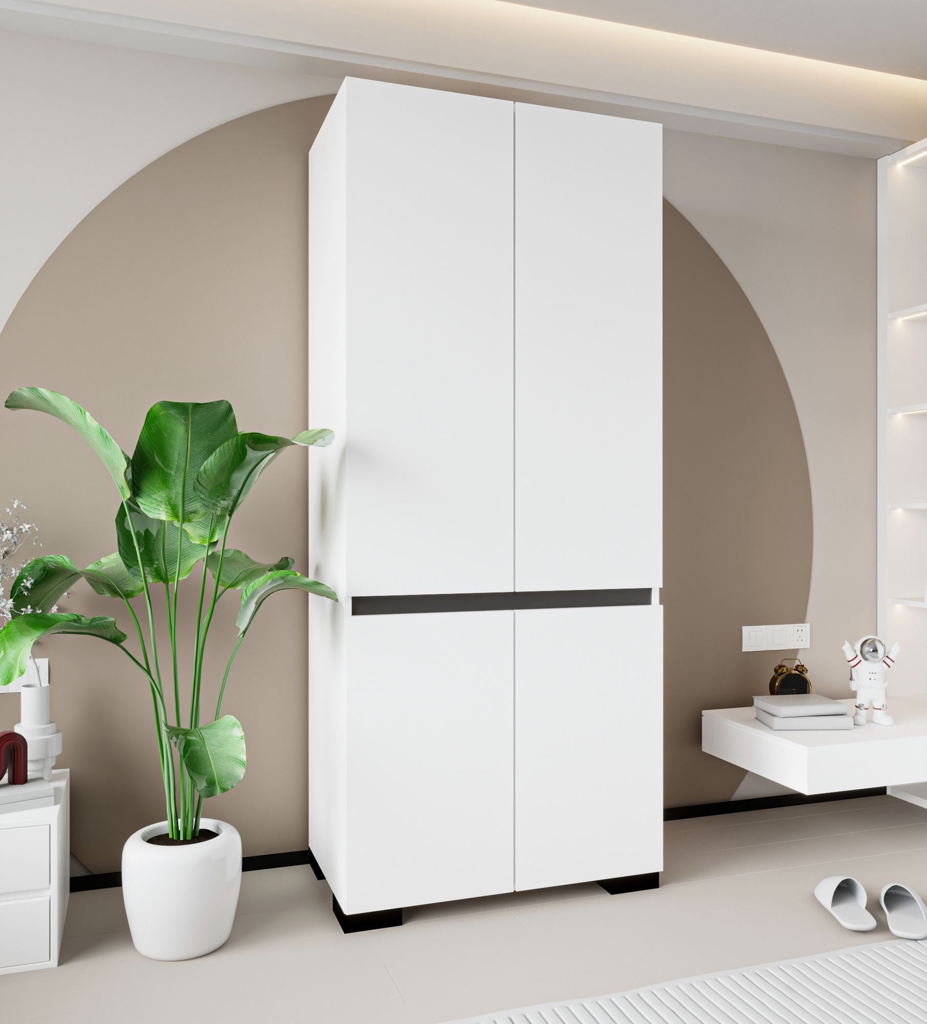 Guarda-roupa – 90 cm x 210 cm x 52 cm – Branco e Antracite – Aglomerado