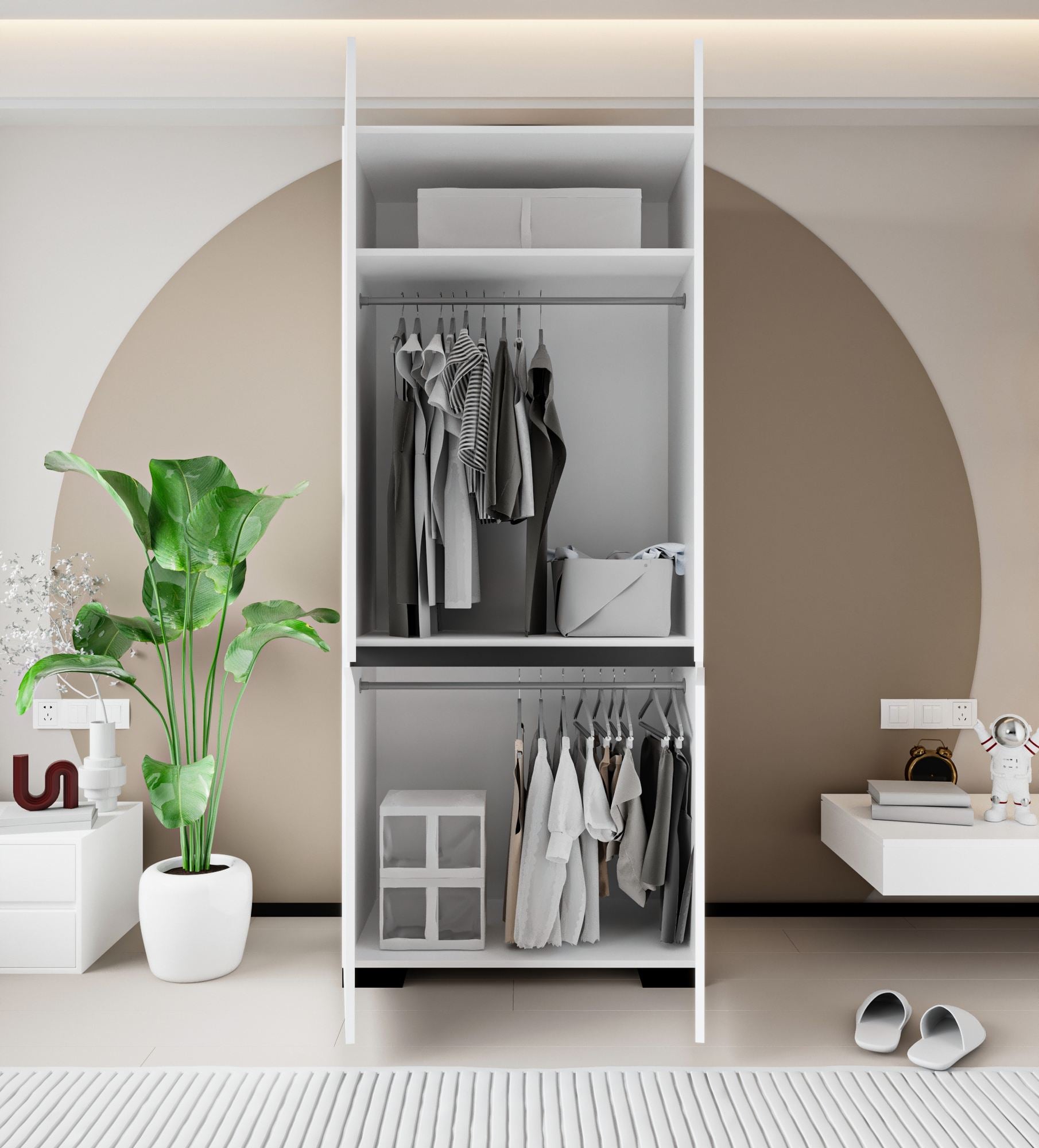 Guarda-roupa – 90 cm x 210 cm x 52 cm – Branco e Antracite – Aglomerado