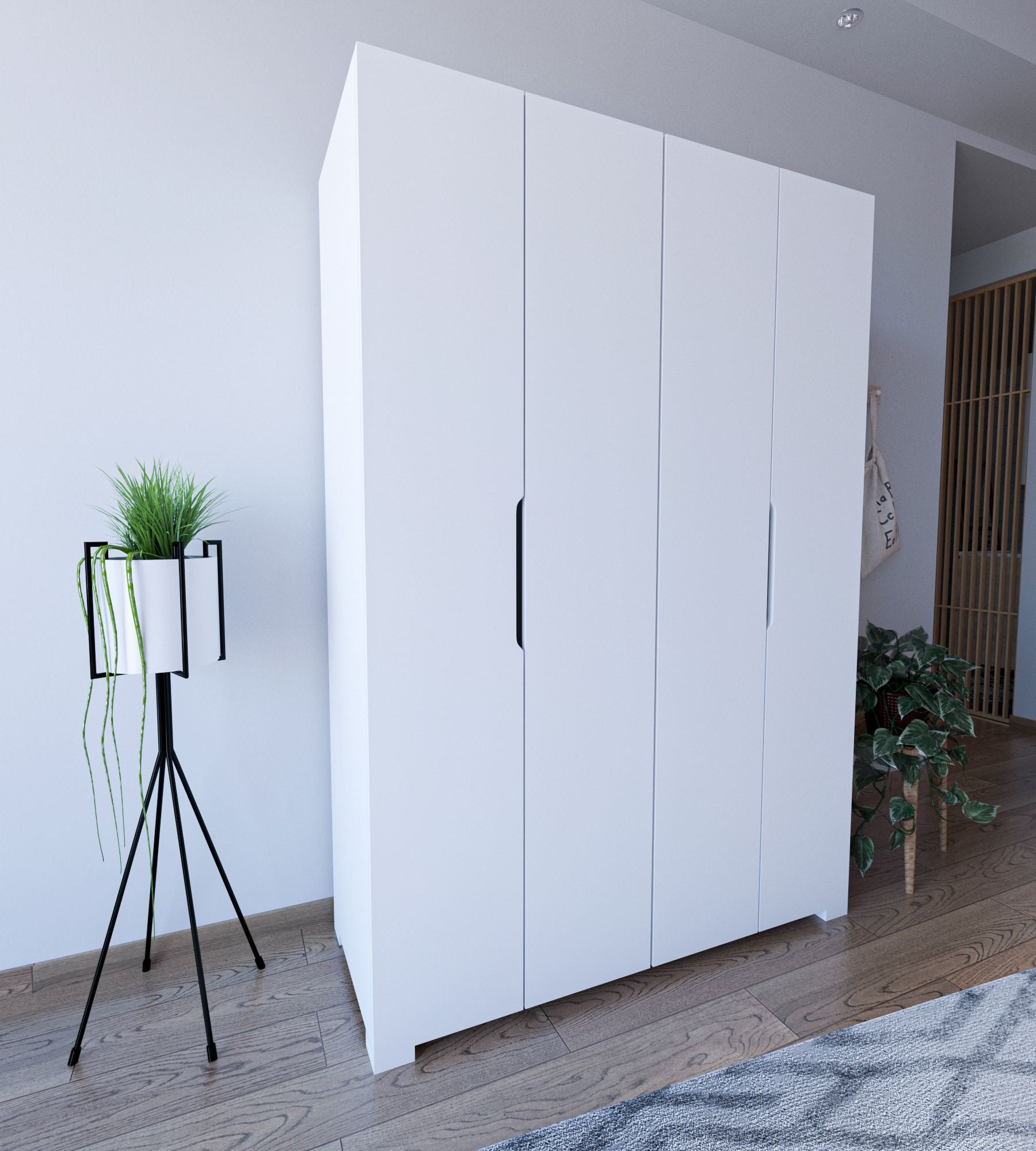 Guarda-roupa de aglomerado revestido com 100% de melamina – 120 cm x 180 cm x 43,3 cm – Branco