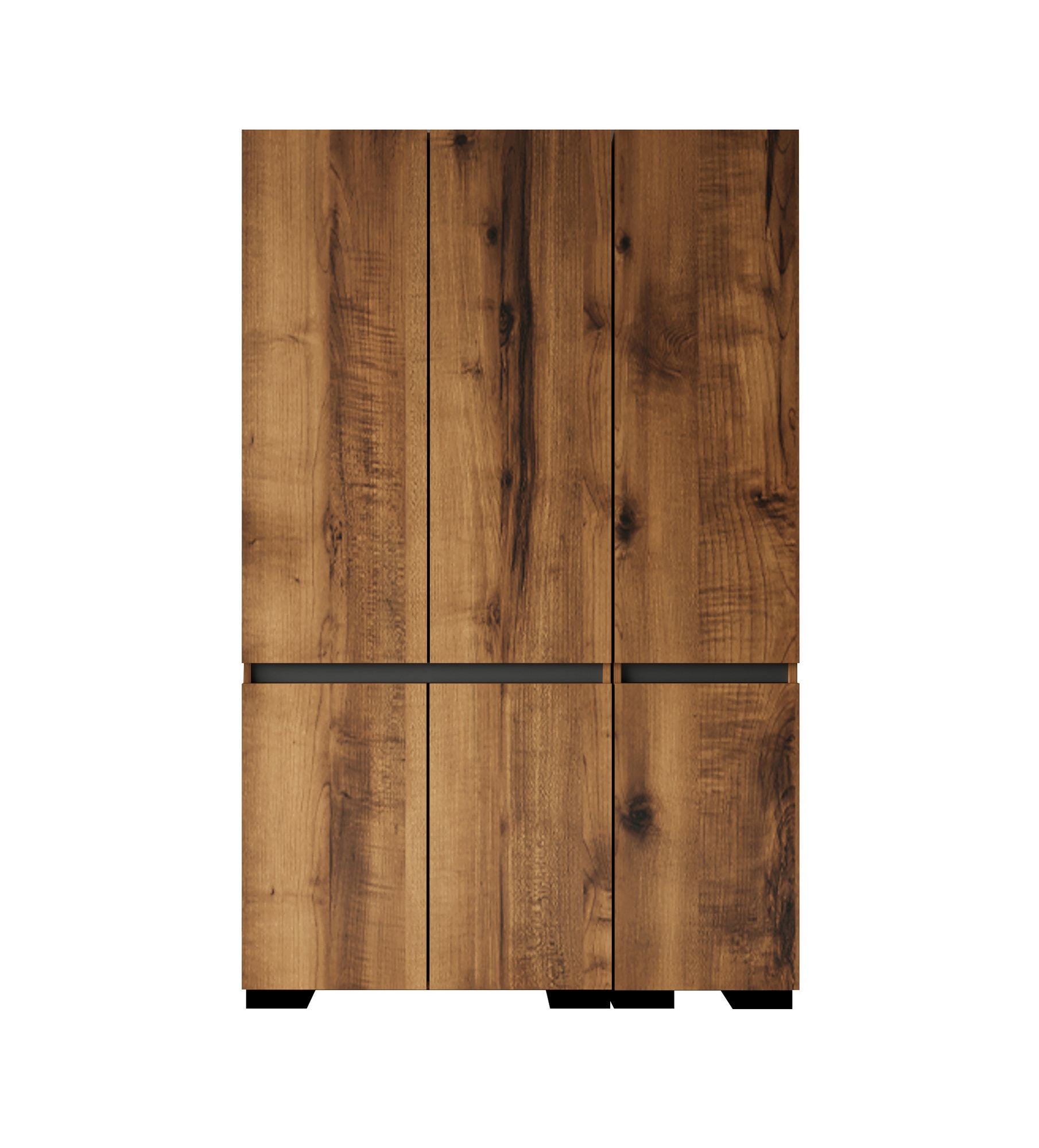 Guarda-roupa – 135 cm x 210 cm x 52 cm – Nogueira e Antracite – Aglomerado revestido de melamina