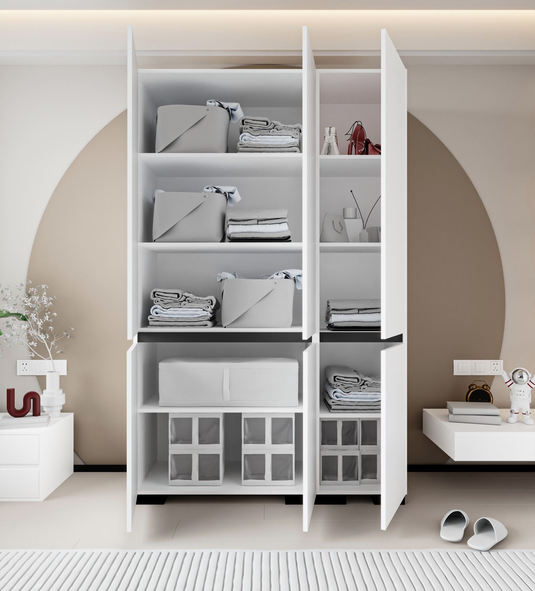 Guarda-roupa – 135 cm x 210 cm x 52 cm – Branco e Antracite – Aglomerado