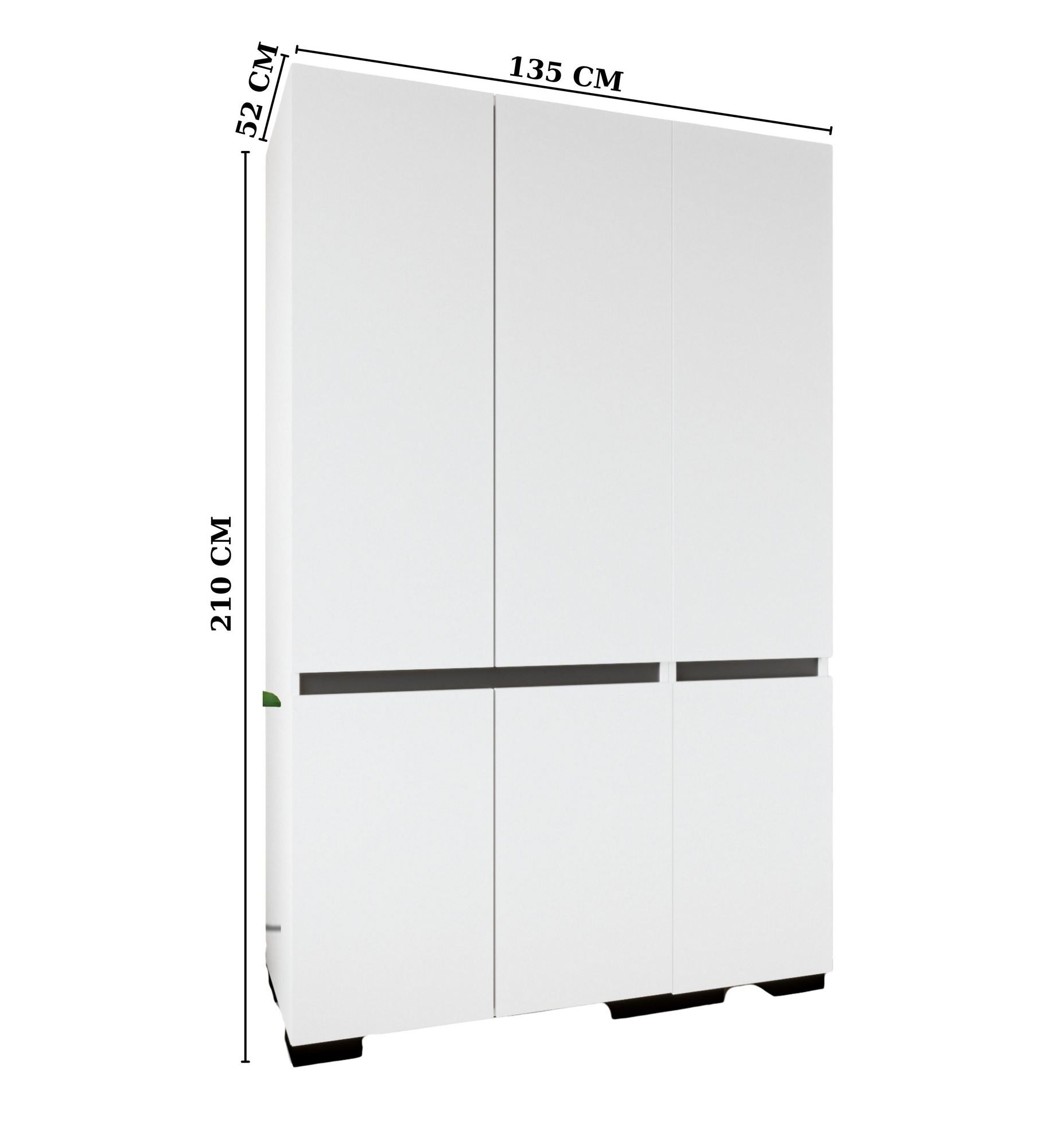 Guarda-roupa – 135 cm x 210 cm x 52 cm – Branco e Antracite – Aglomerado
